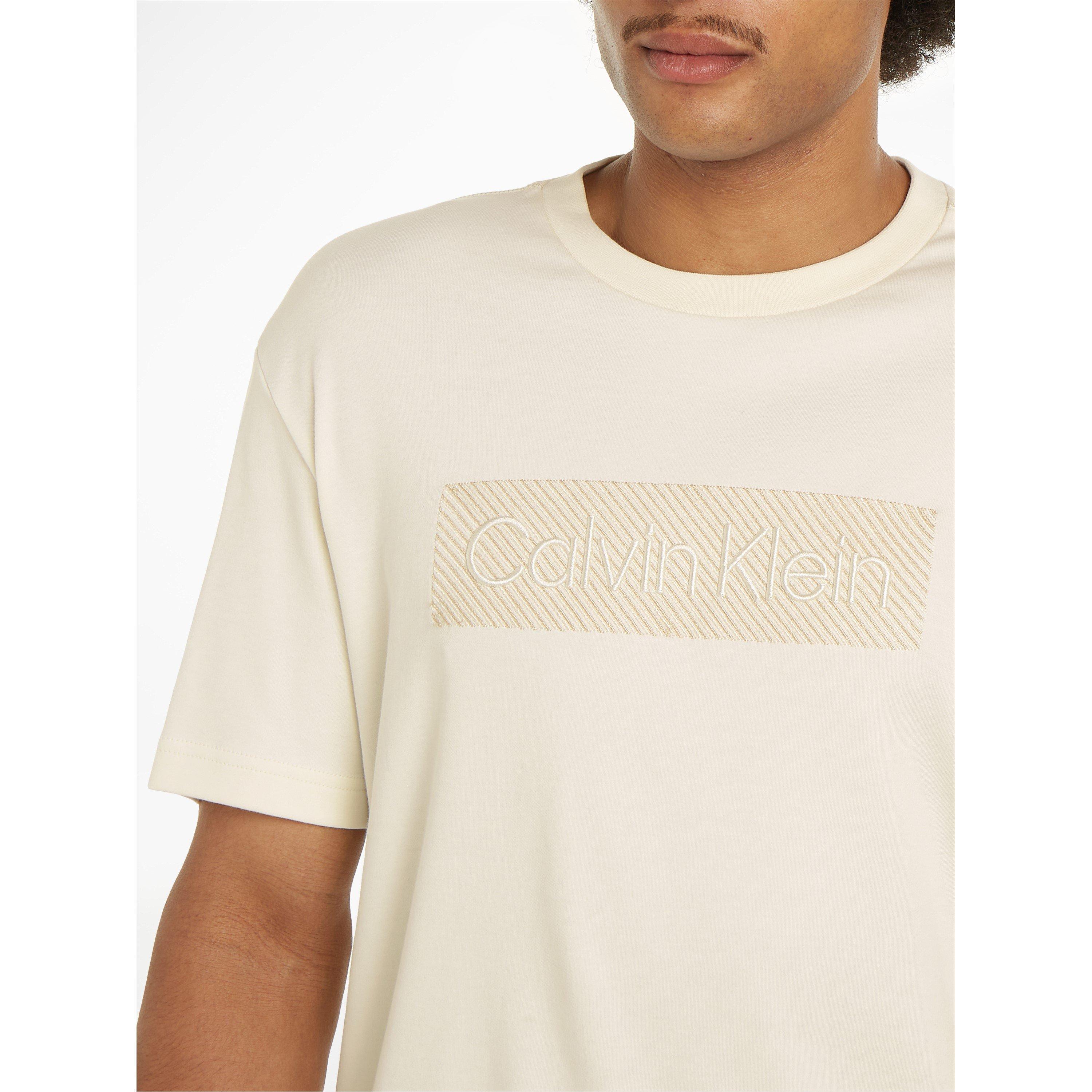 Egret - Calvin Klein - Men's Logo Embroidered Regular Fit T-Shirt - 4
