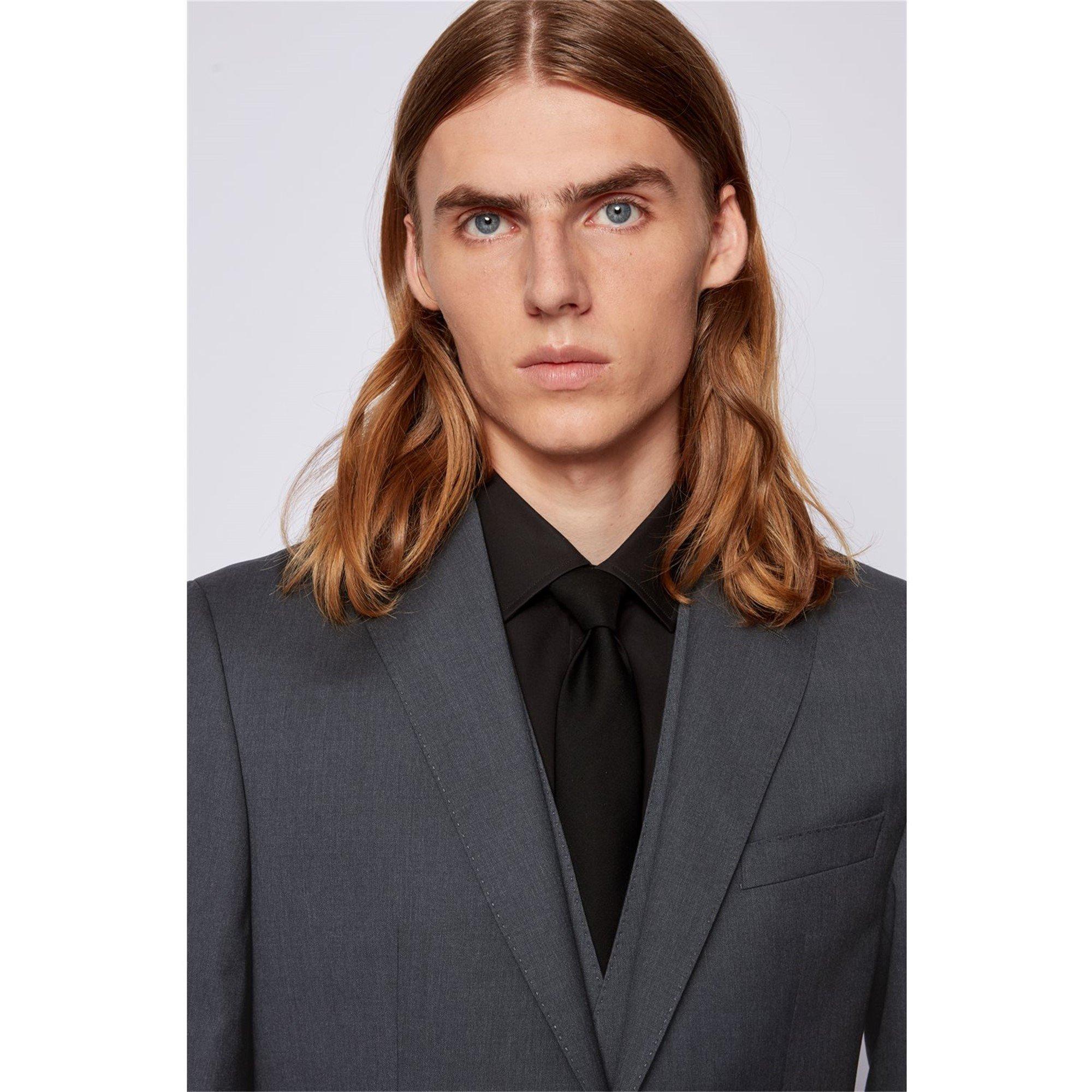 Dark Grey - Boss - Men's Johnstons1 Cyl Single Breasted Wool Long Sleeve Blazer - 4