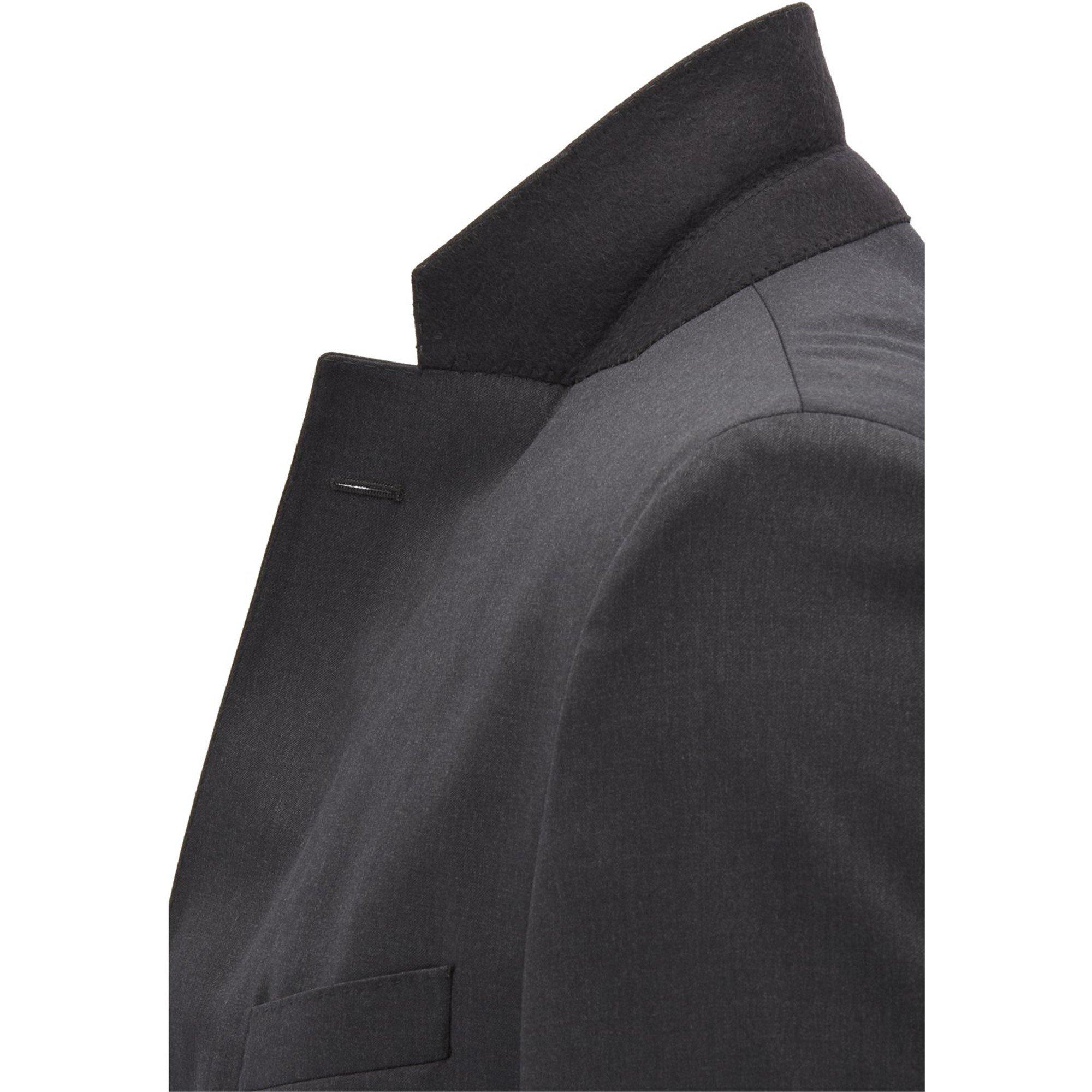 Dark Grey - Boss - Men's Johnstons1 Cyl Single Breasted Wool Long Sleeve Blazer - 7