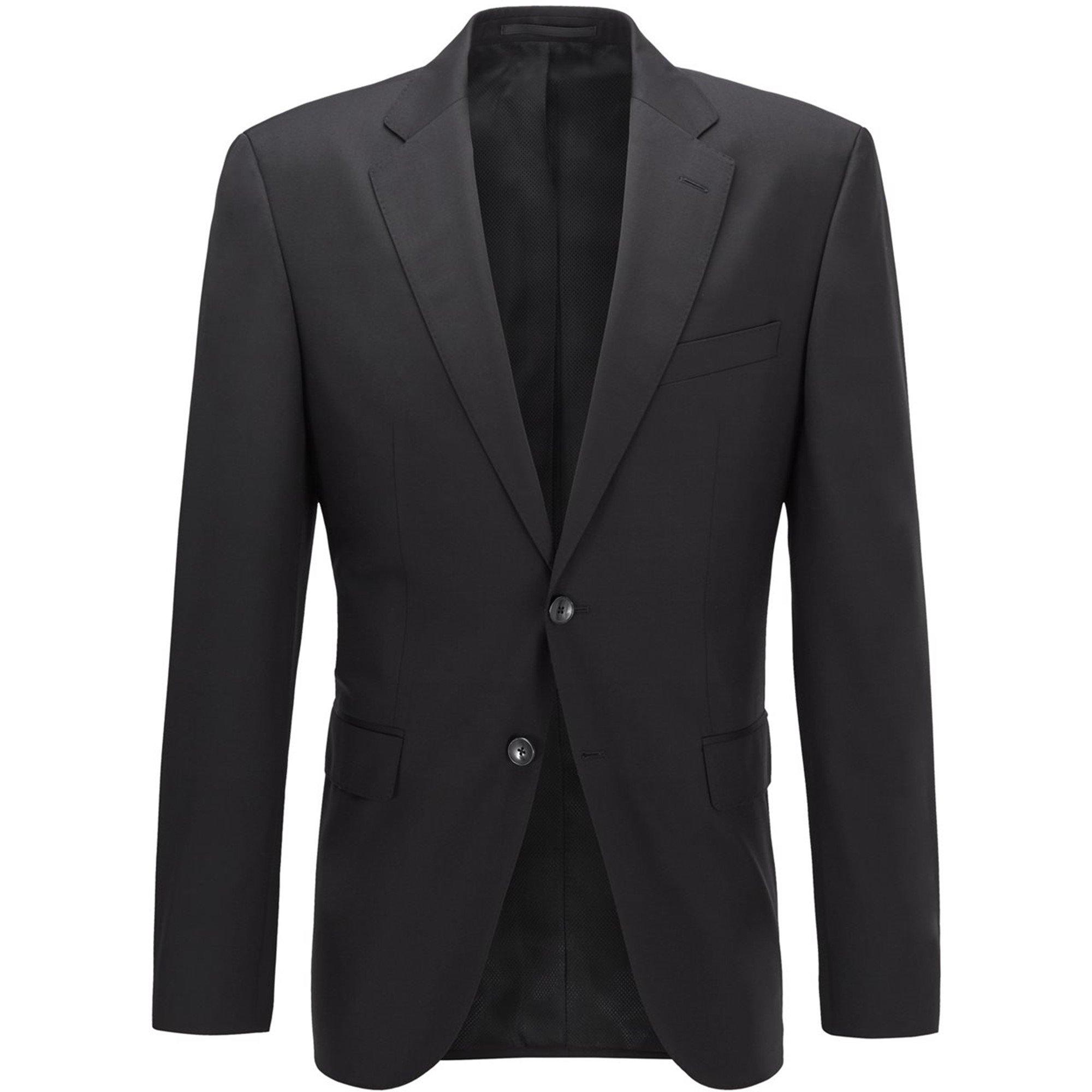 Black - Boss - Men's Johnstons1 Cyl Single Breasted Wool Long Sleeve Blazer - 1