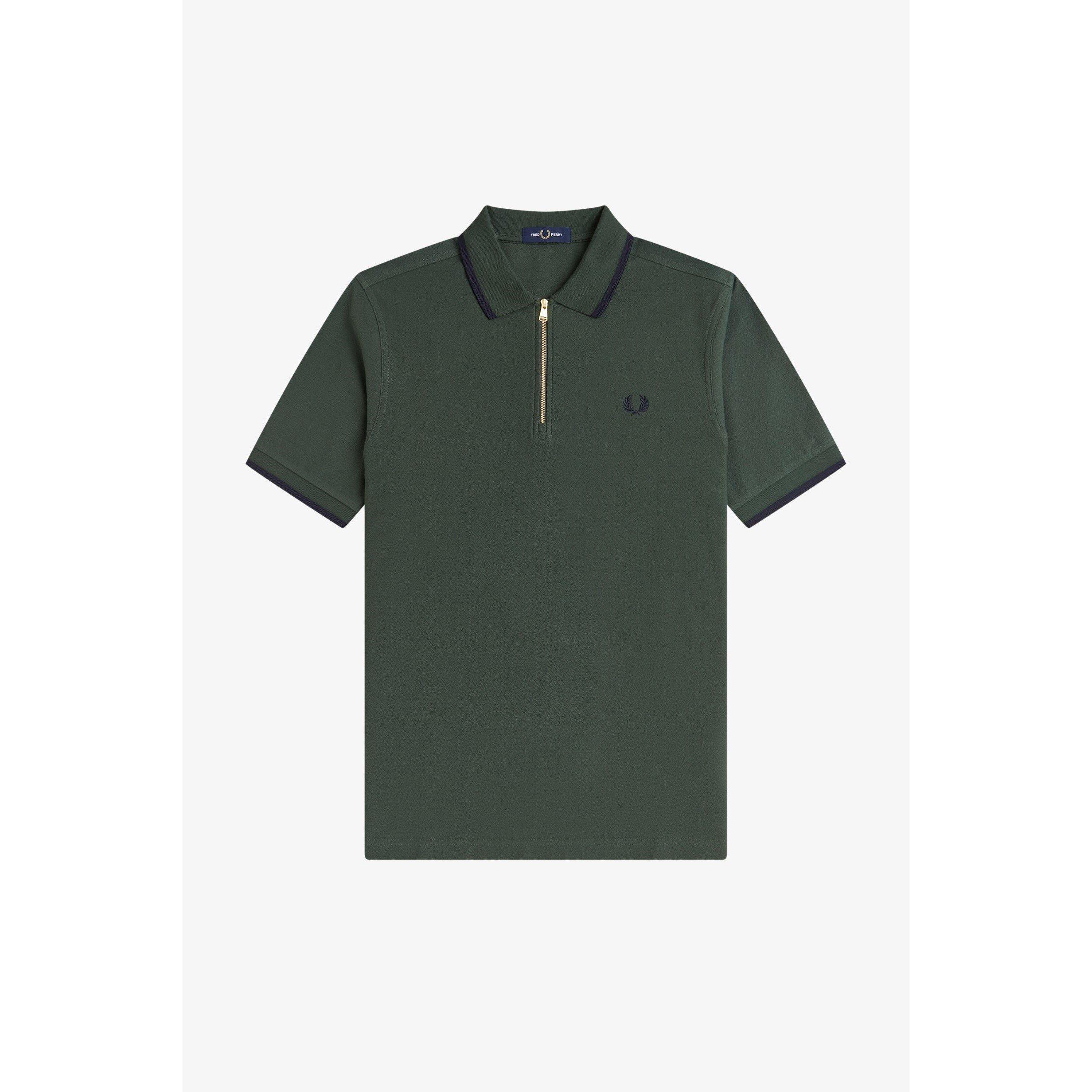 Fred Perry | Men's Crepe Zipped Short-Sleeve Polo Shirt | Short
