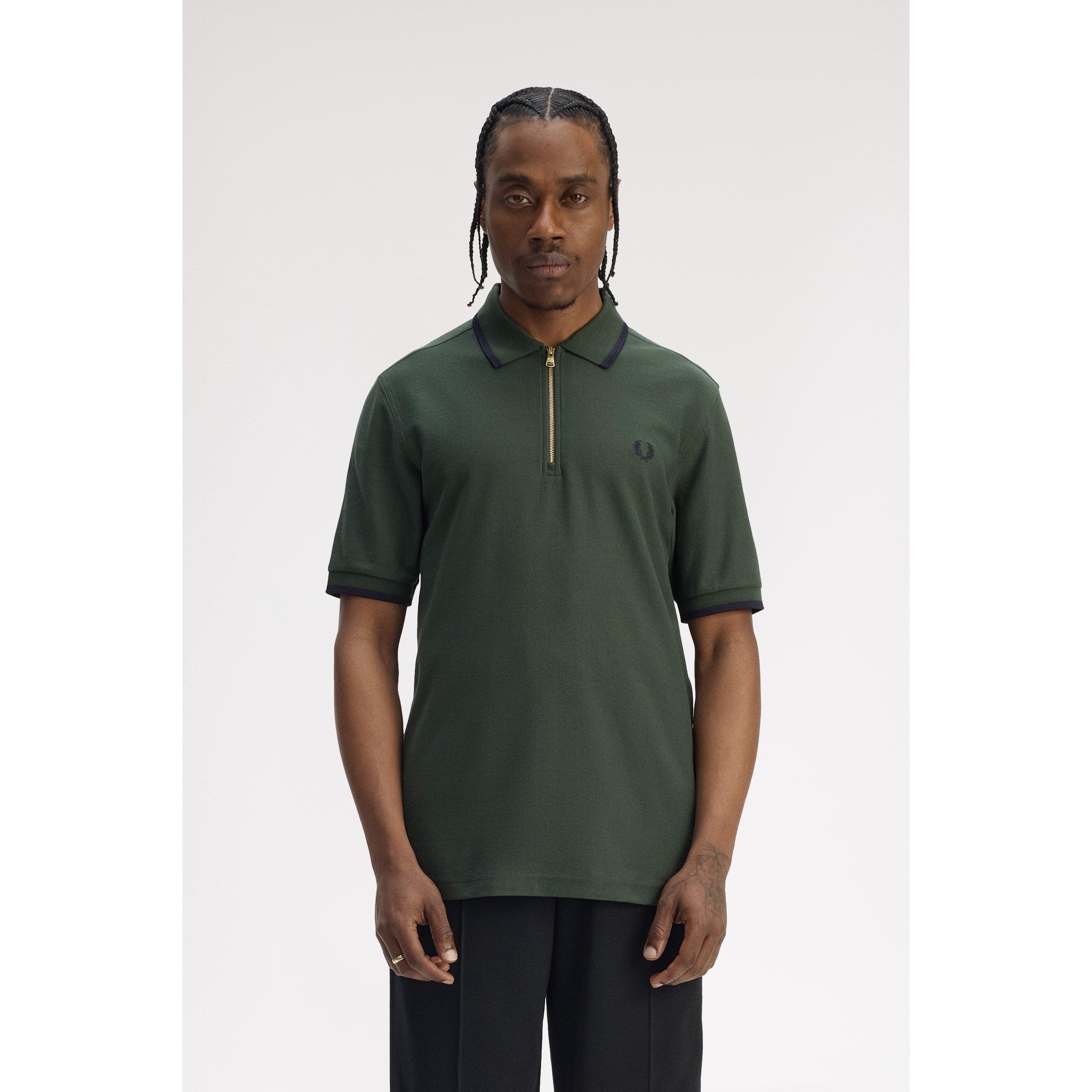 Court Green X89 - Fred Perry - Men's Crepe Zipped Short-Sleeve Polo Shirt - 3