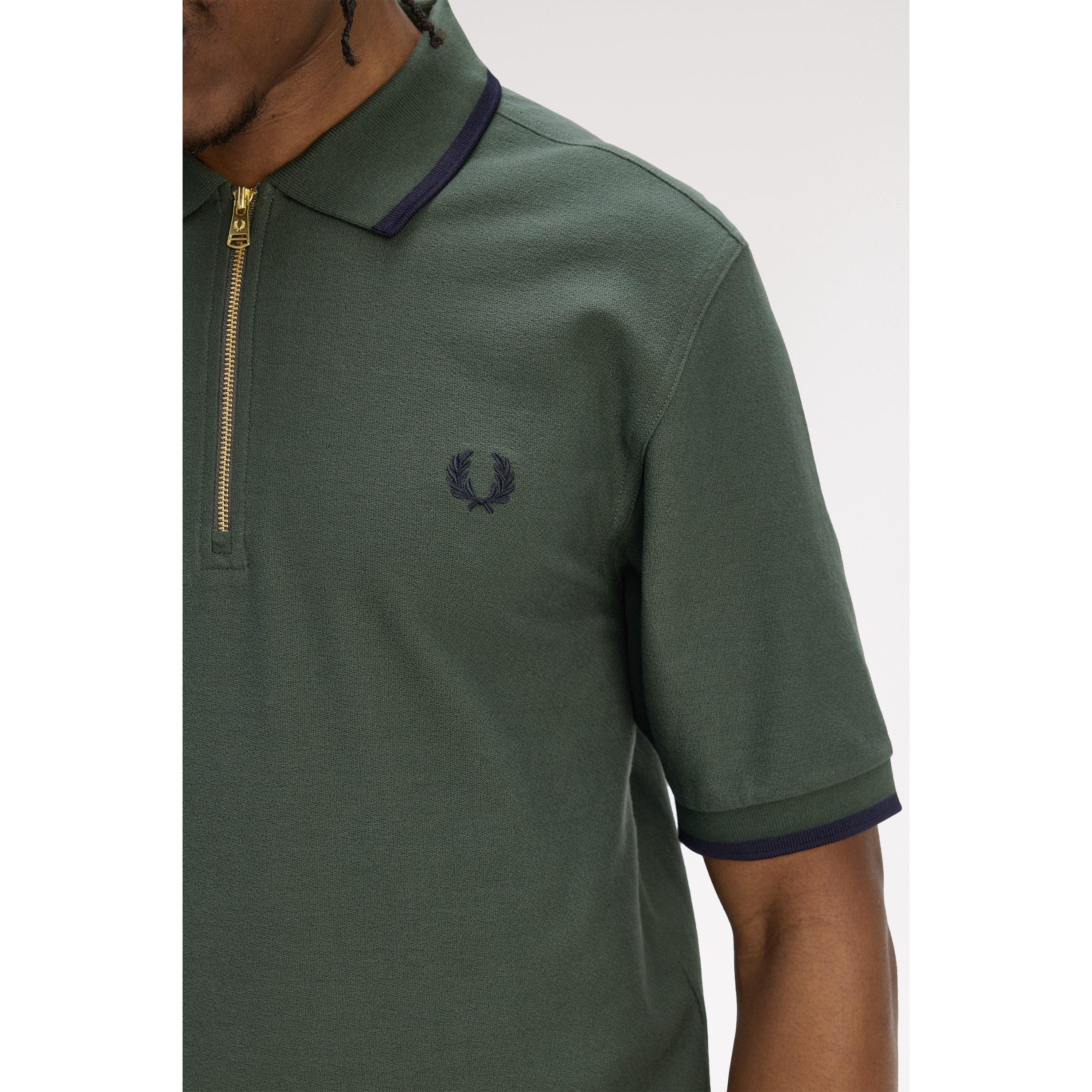 Court Green X89 - Fred Perry - Men's Crepe Zipped Short-Sleeve Polo Shirt - 5