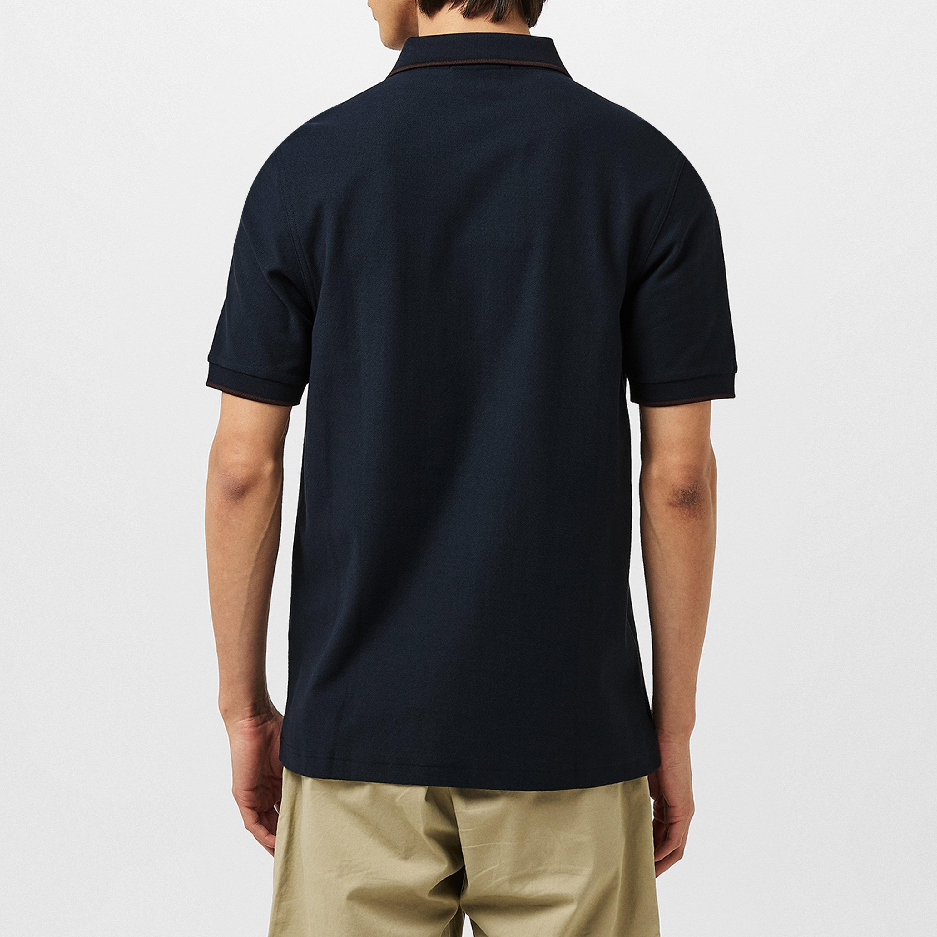 Navy 608 - Fred Perry - Men's Zipped Textured Short Sleeve Polo Shirt - 4