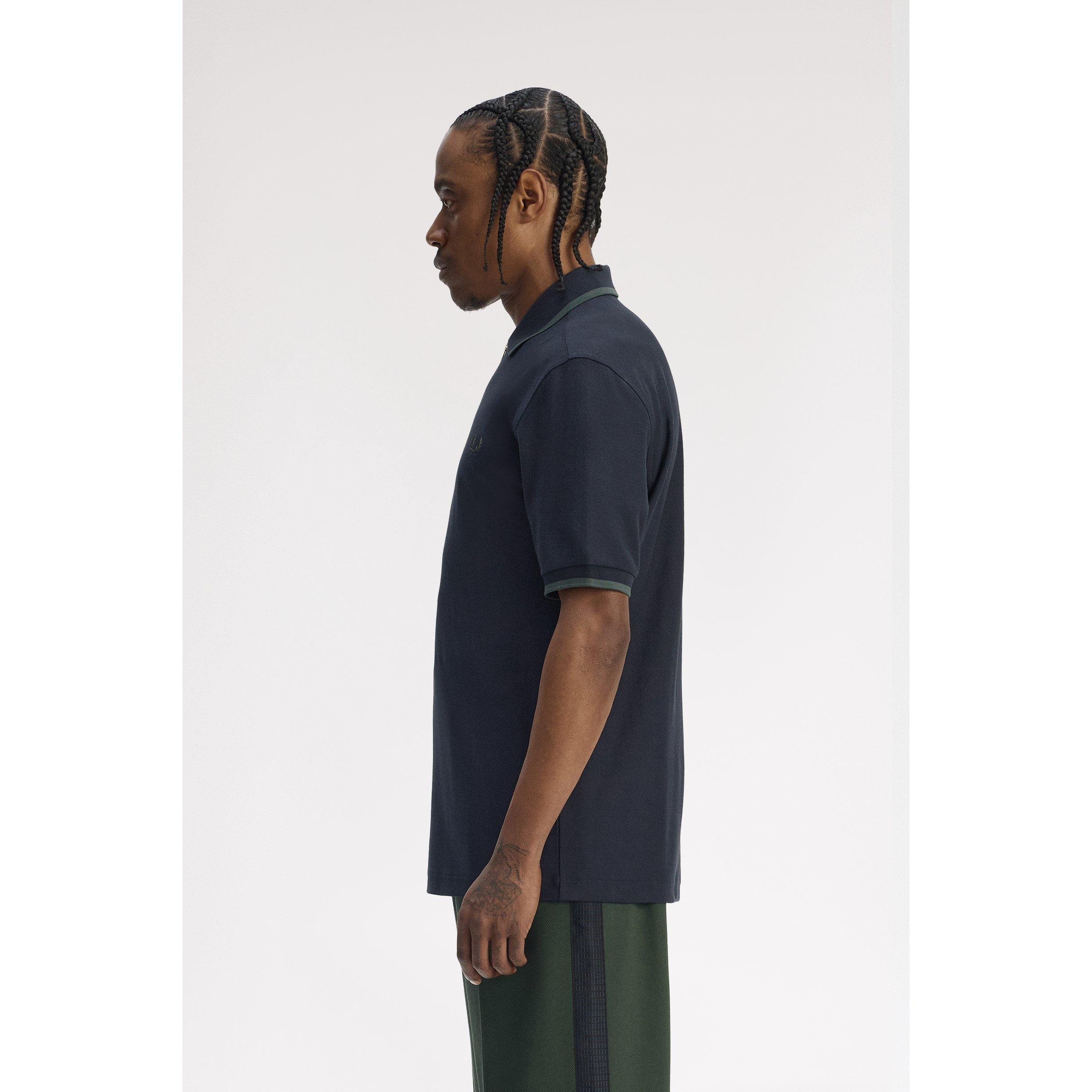 Navy 608 - Fred Perry - Men's Crepe Zipped Short-Sleeve Polo Shirt - 4
