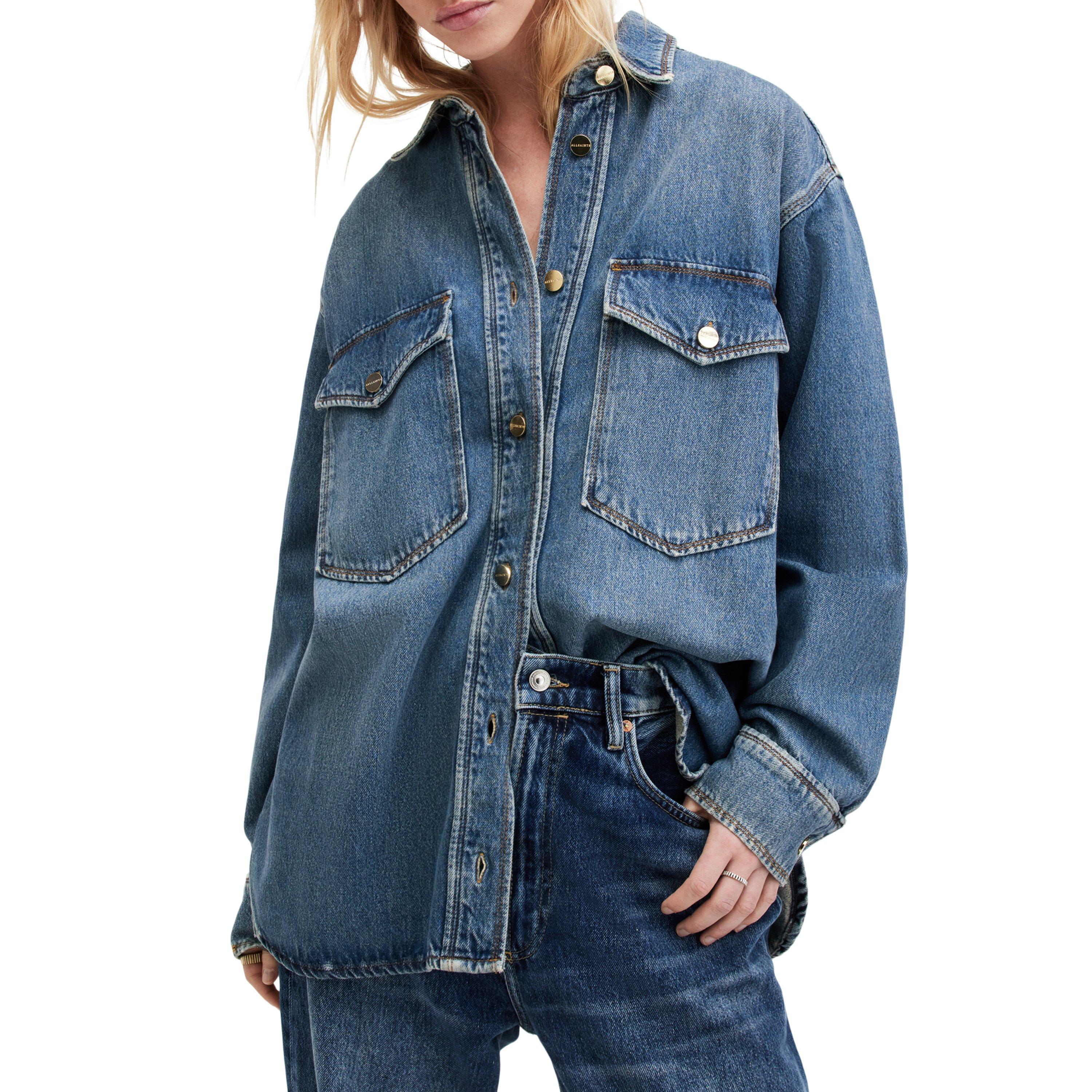 Mid Indigo - AllSaints - Women's Alba Denim Relaxed Fit Overshirt - 2