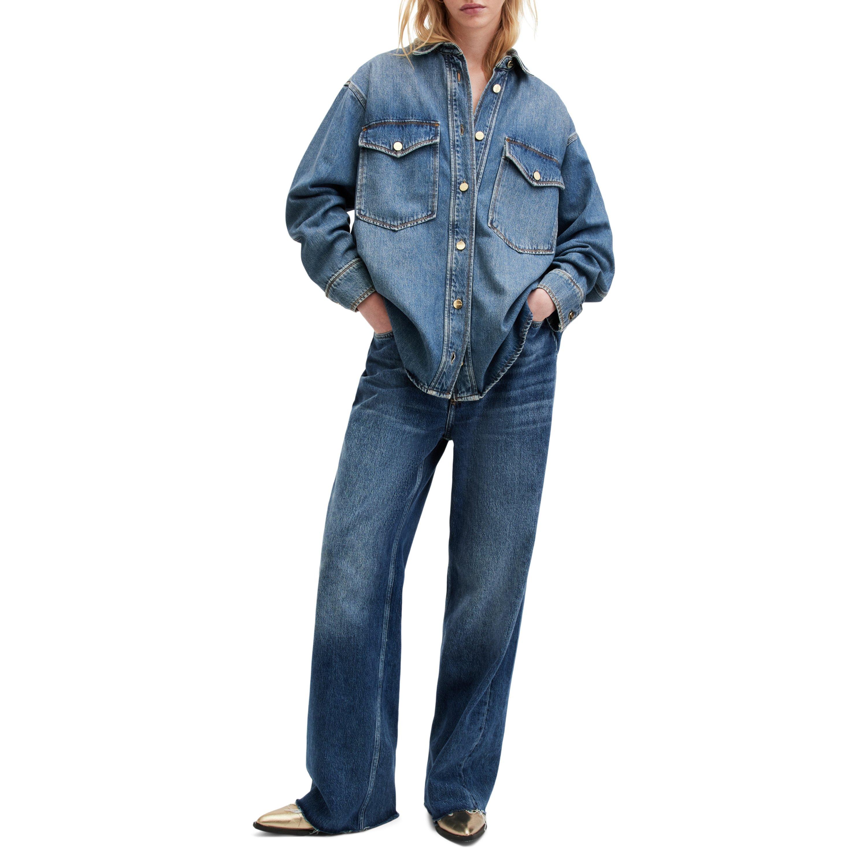 Mid Indigo - AllSaints - Women's Alba Denim Relaxed Fit Overshirt - 3
