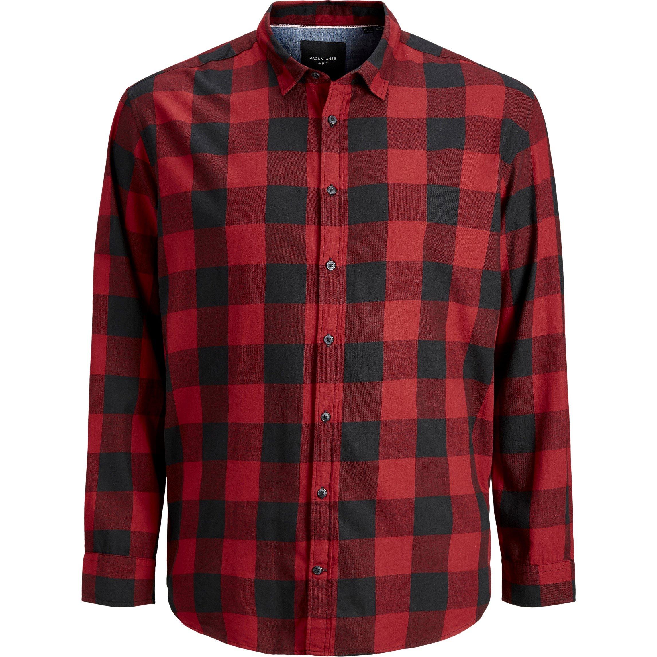 Brick Red - Jack and Jones - Twill Shirt Mens Plus Size - 1