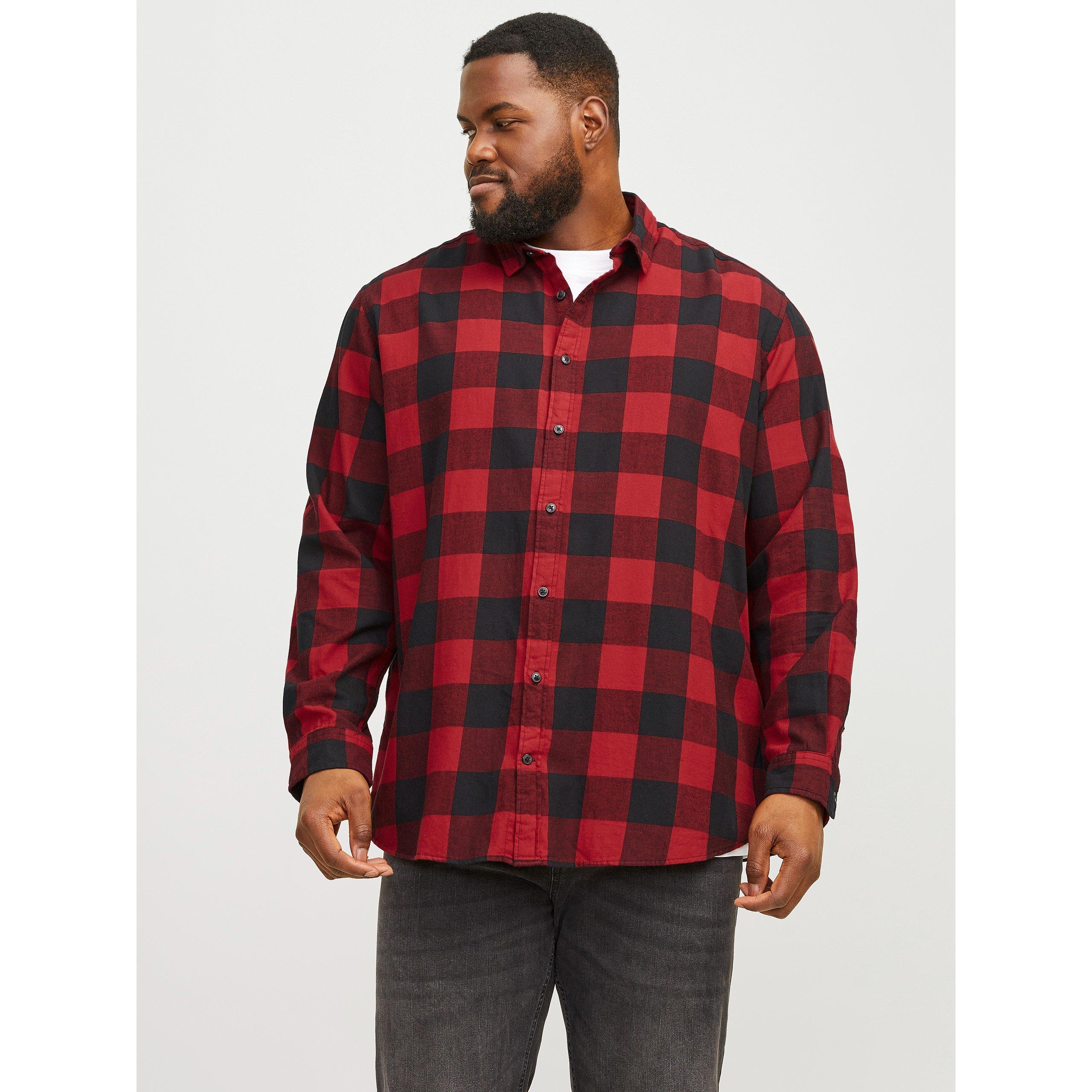 Brick Red - Jack and Jones - Twill Shirt Mens Plus Size - 3
