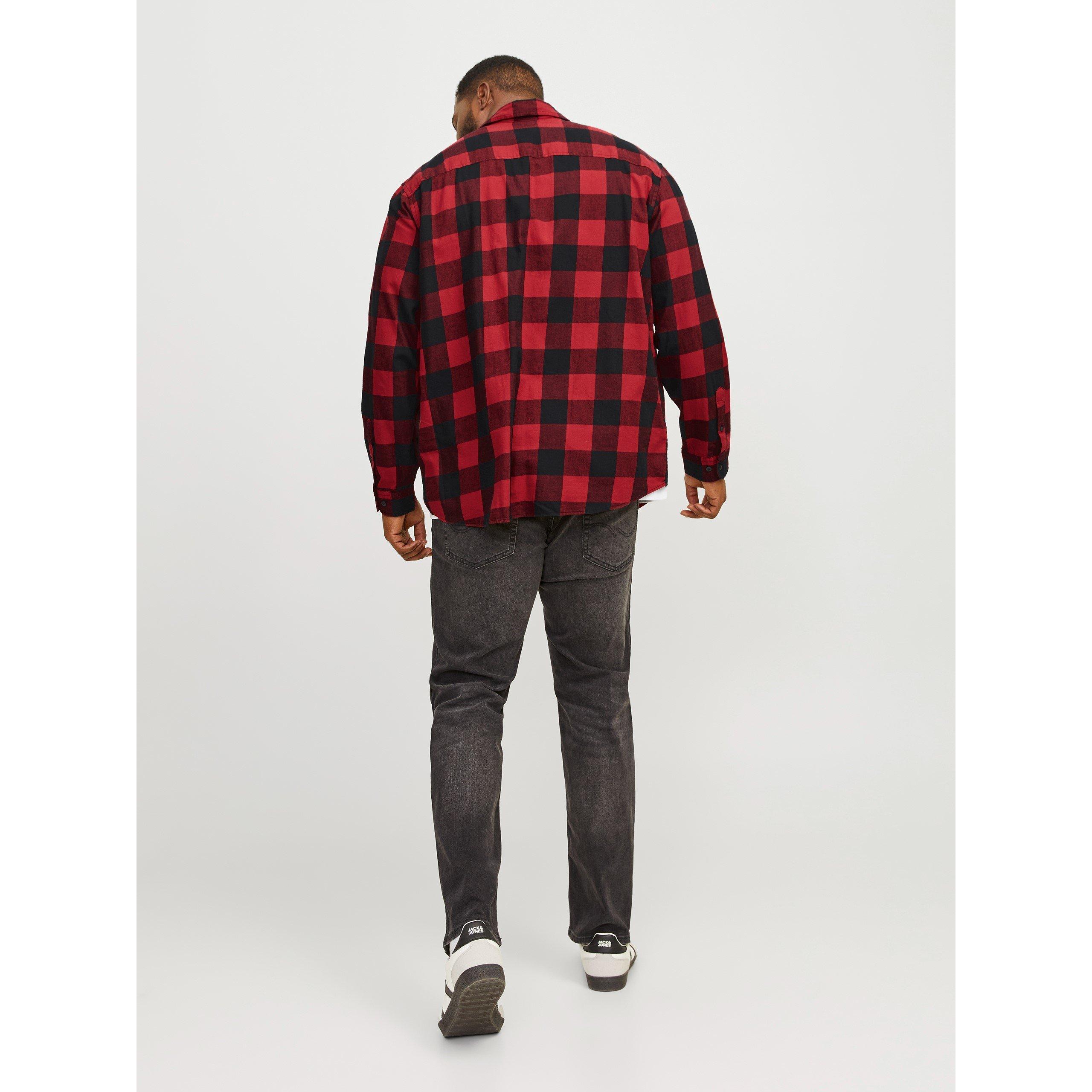 Brick Red - Jack and Jones - Twill Shirt Mens Plus Size - 4
