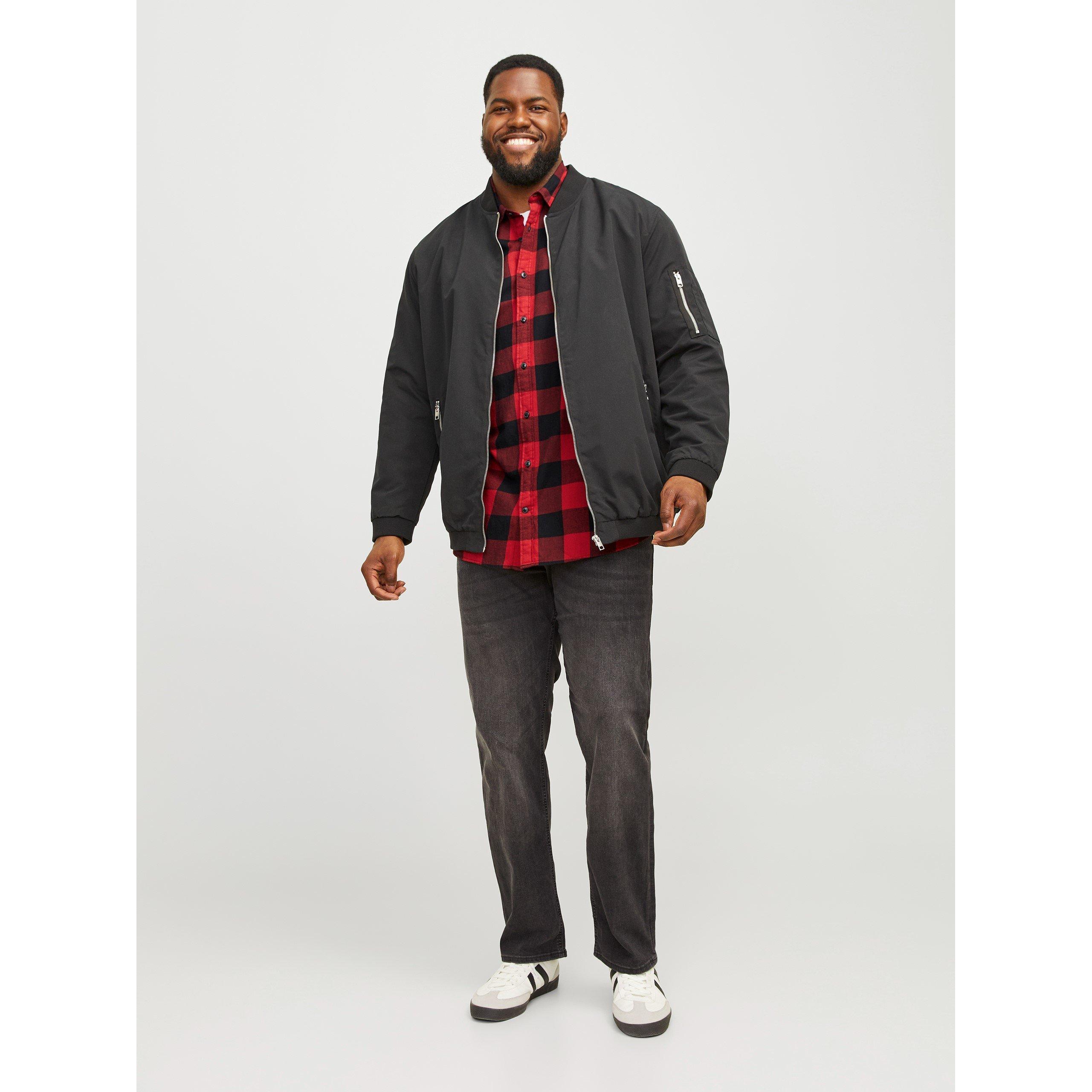 Brick Red - Jack and Jones - Twill Shirt Mens Plus Size - 7