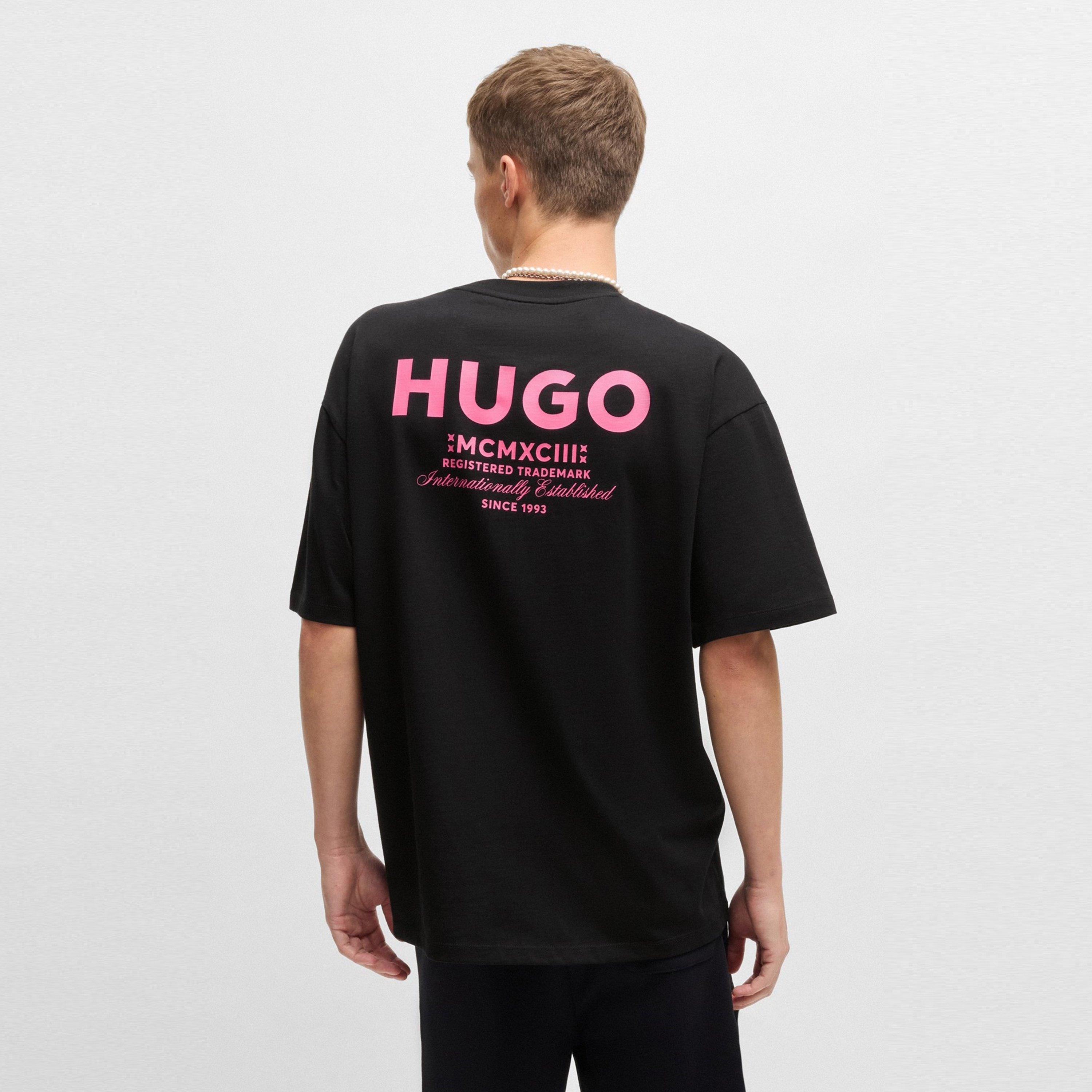 Black 003 - Hugo - Mens HUGO Printed Logo Back T-Shirt with MCMXCIII text - Regular Fit - 3