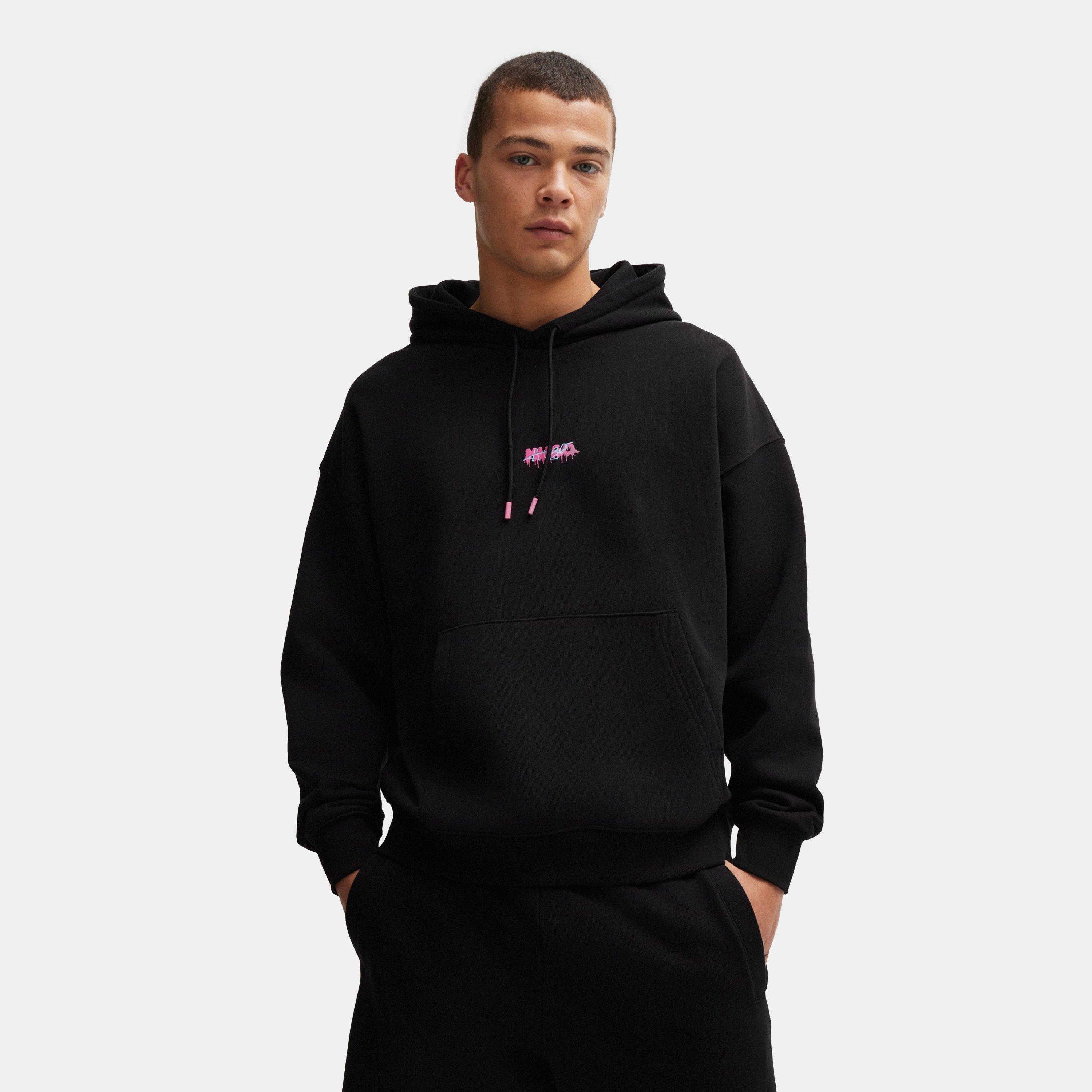 Black 001 - Hugo - Men's Dreezes Cotton Pull Over Hoodie - 2