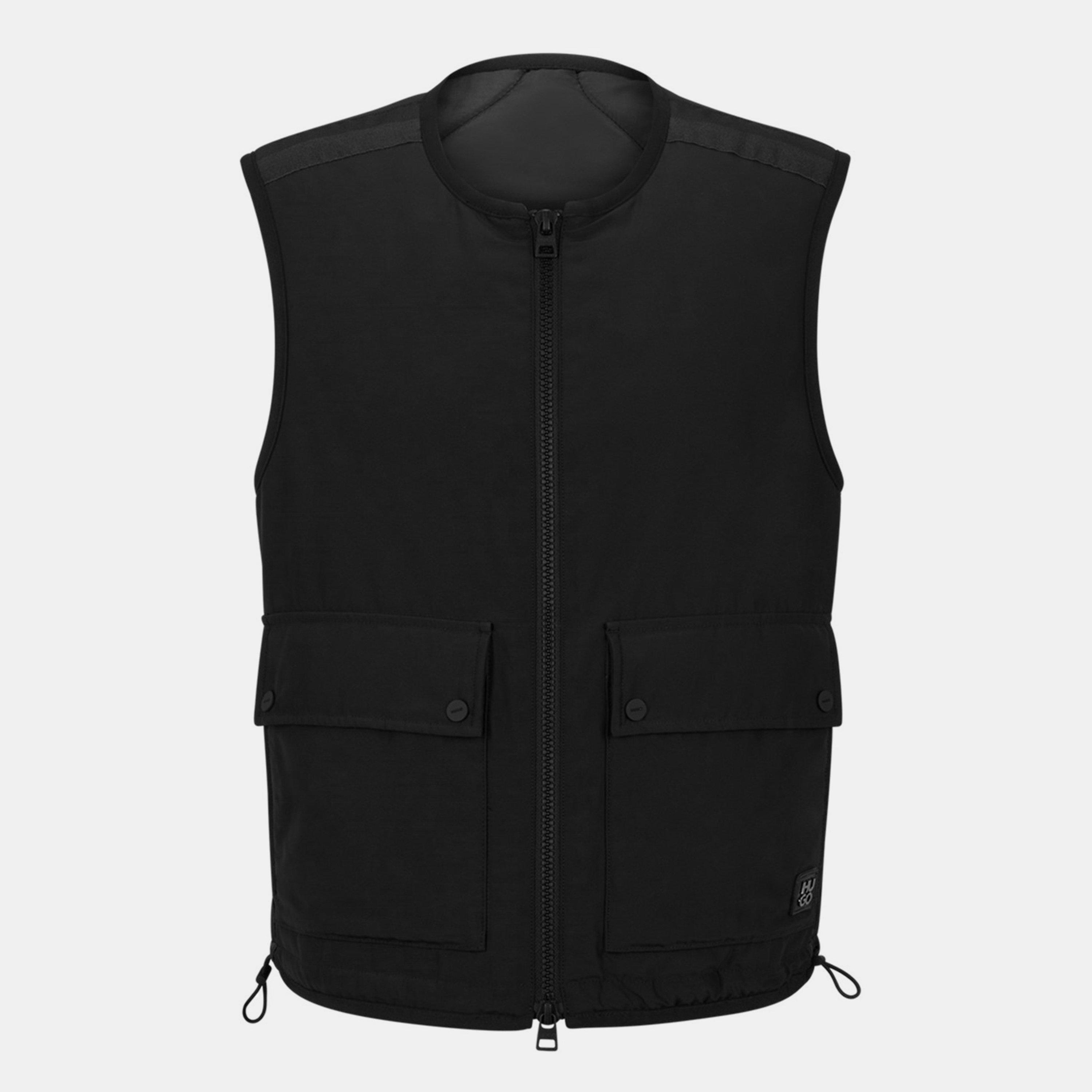 Black 001 - Hugo - Men's Quilted Sleeveless Tailored Fit Gilet - 1