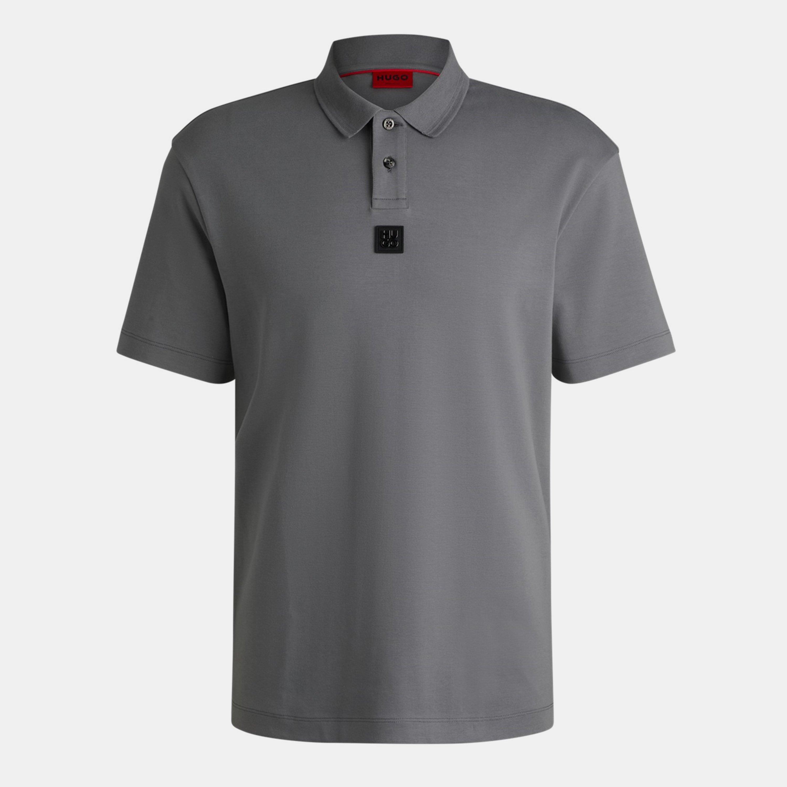 Hugo Men's Deabono Short Sleeve Polo Shirt With Logo Detail - Open Grey 086 - XS