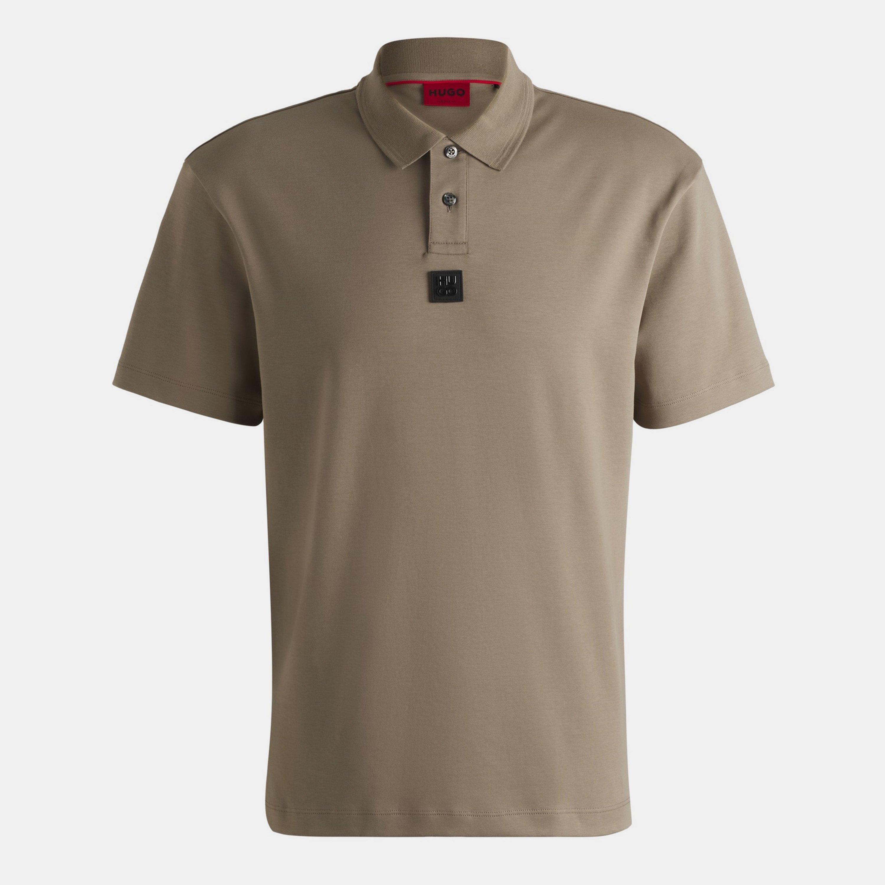 Hugo Mens HUGO Deabono Short Sleeve Polo Shirt with Logo Detail - Med Brown 219 - Size 2XL