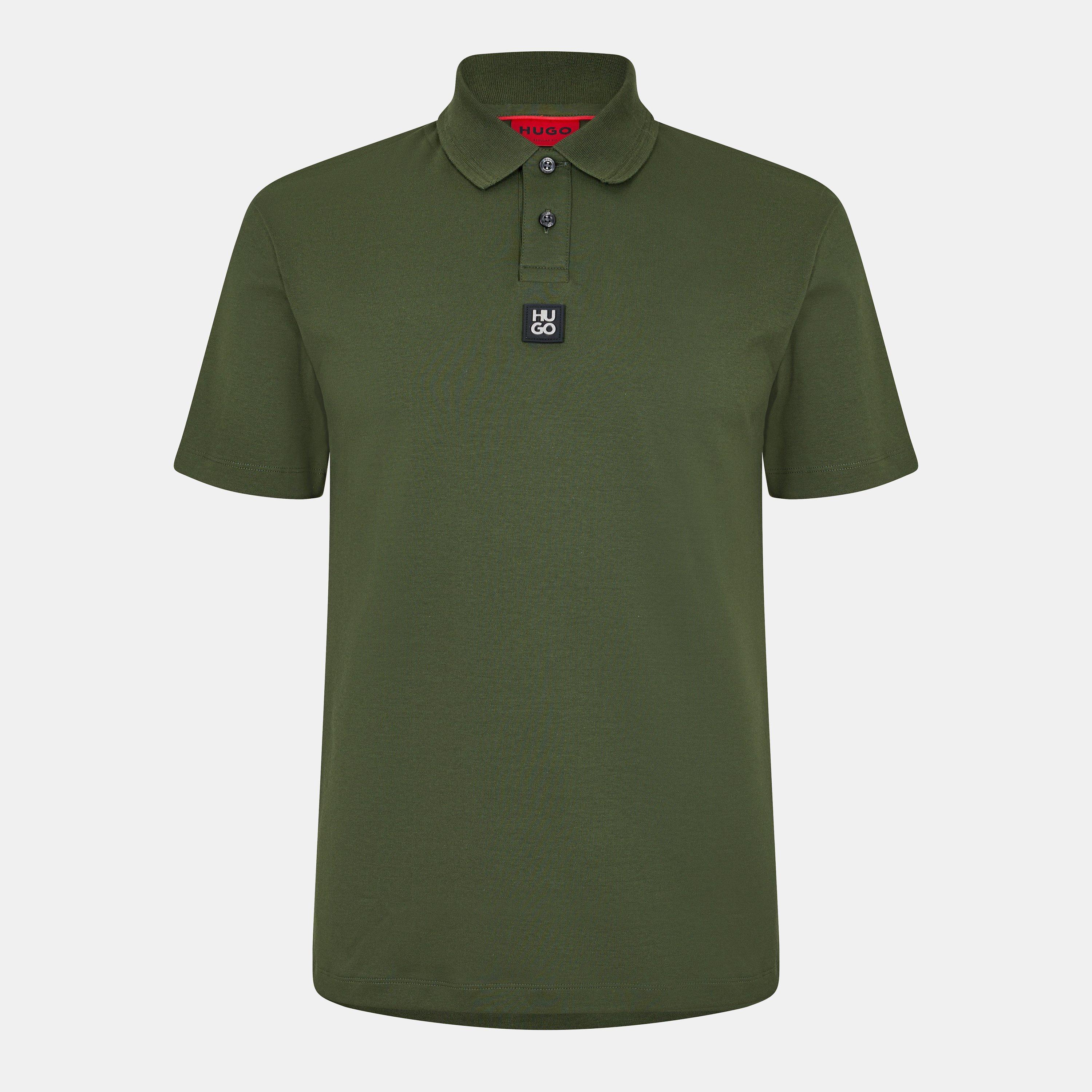 Hugo Mens HUGO Deabono Short Sleeve Polo Shirt with Logo Detail - Dark Green - XS