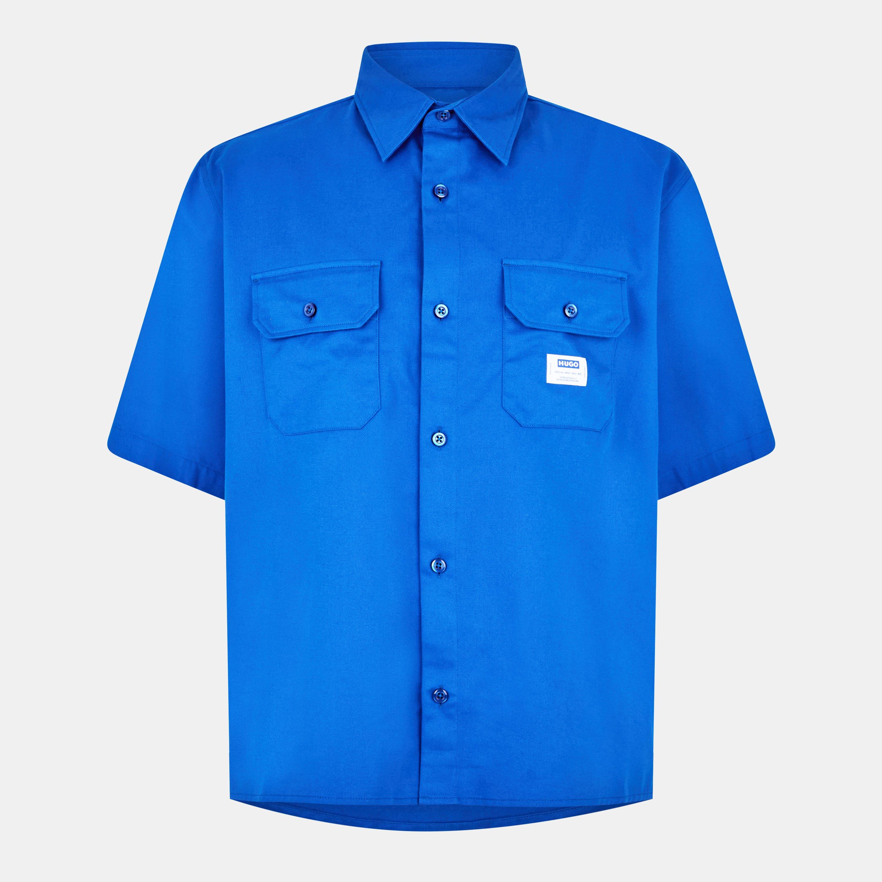 Blue 493 - Hugo - Men's Ekyno Short-Sleeve Plain Shirt - 1