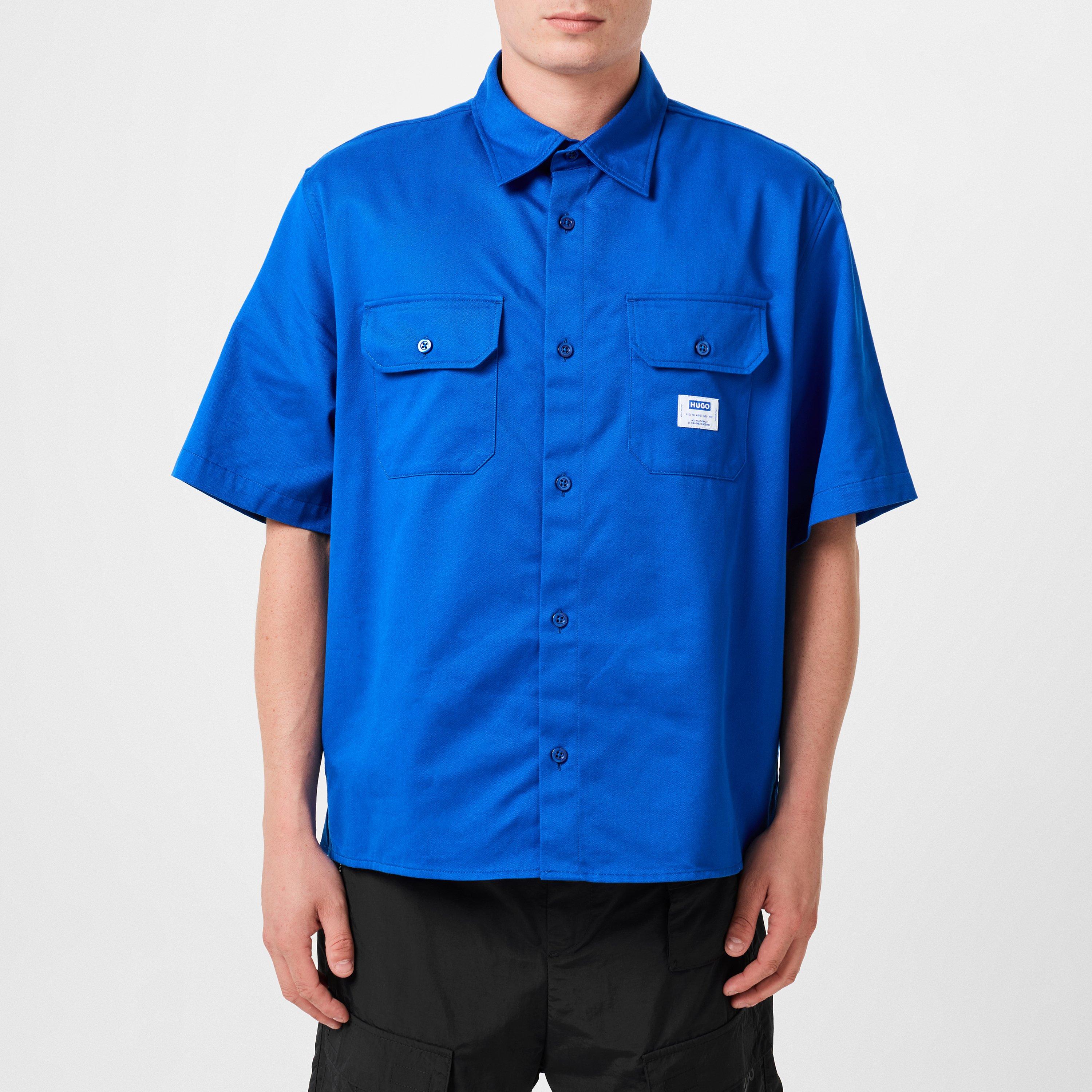 Blue 493 - Hugo - Men's Ekyno Short-Sleeve Plain Shirt - 3