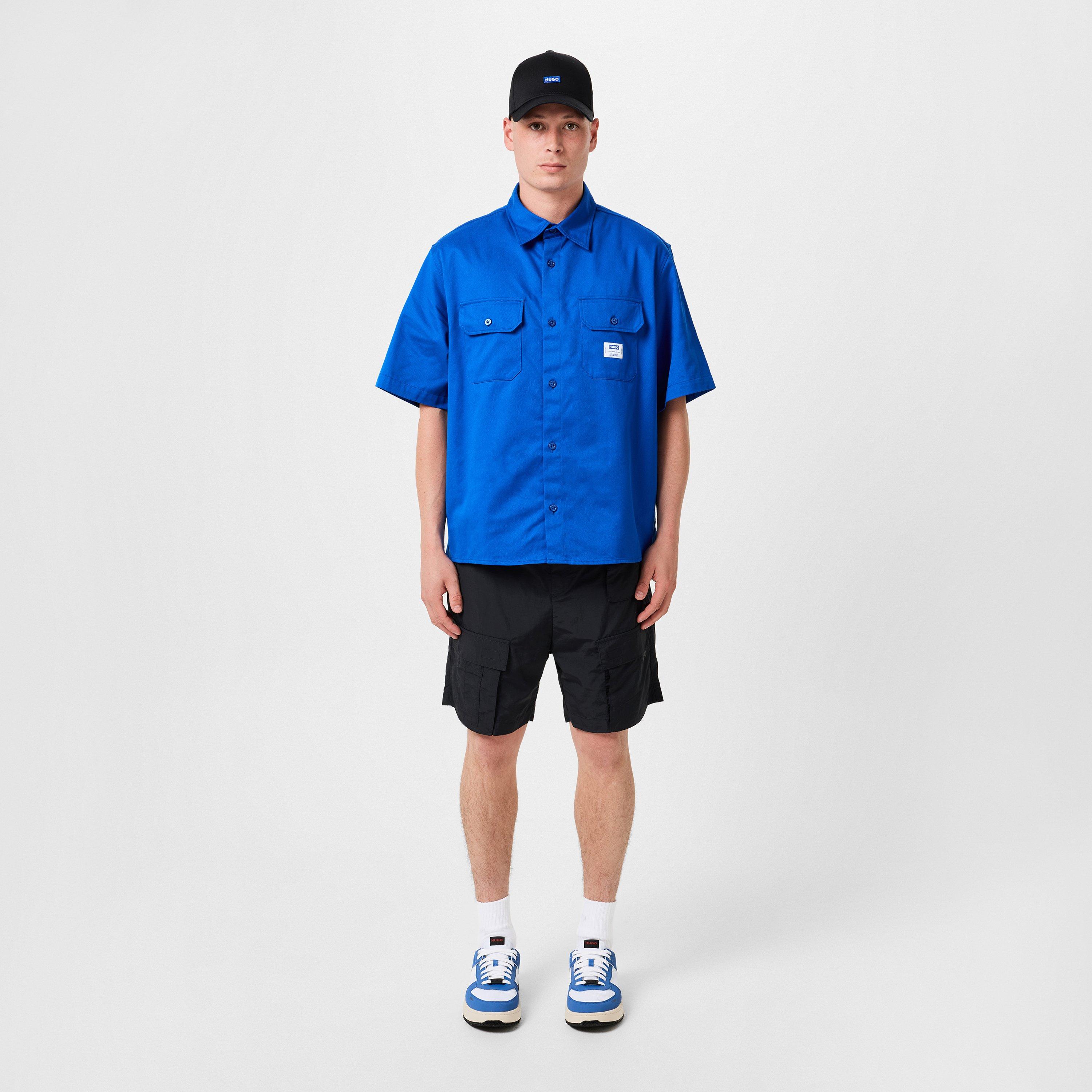 Blue 493 - Hugo - Men's Ekyno Short-Sleeve Plain Shirt - 5