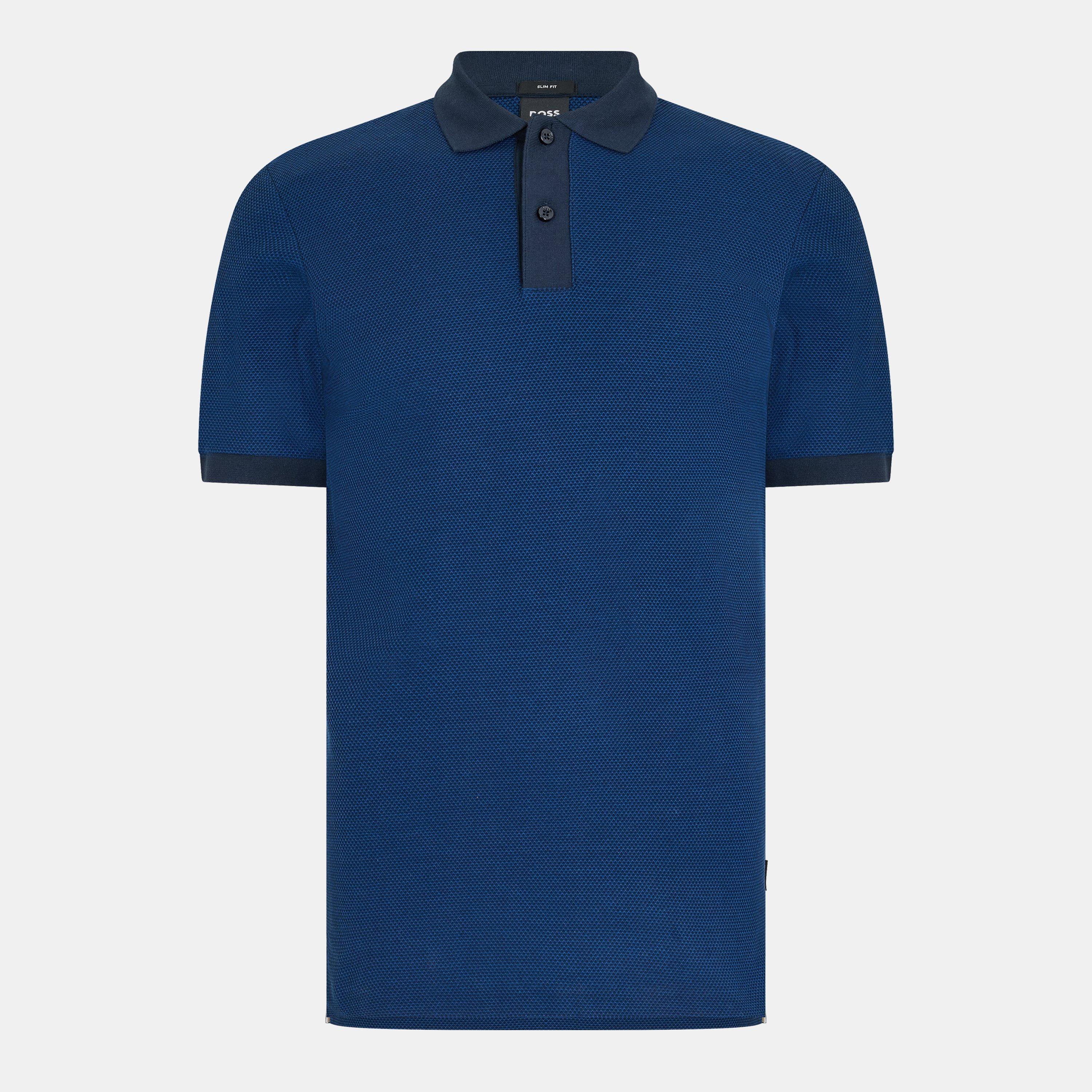 Boss Men's Phillipson Short Sleeve Polo Shirt - Dark Blue - Medium