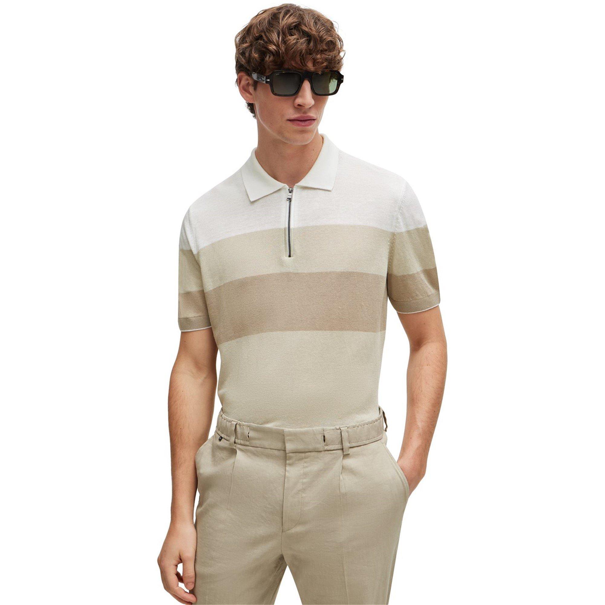Light Beige 271 - Boss - Men's Trieste Knitted Short-Sleeve Polo - 3