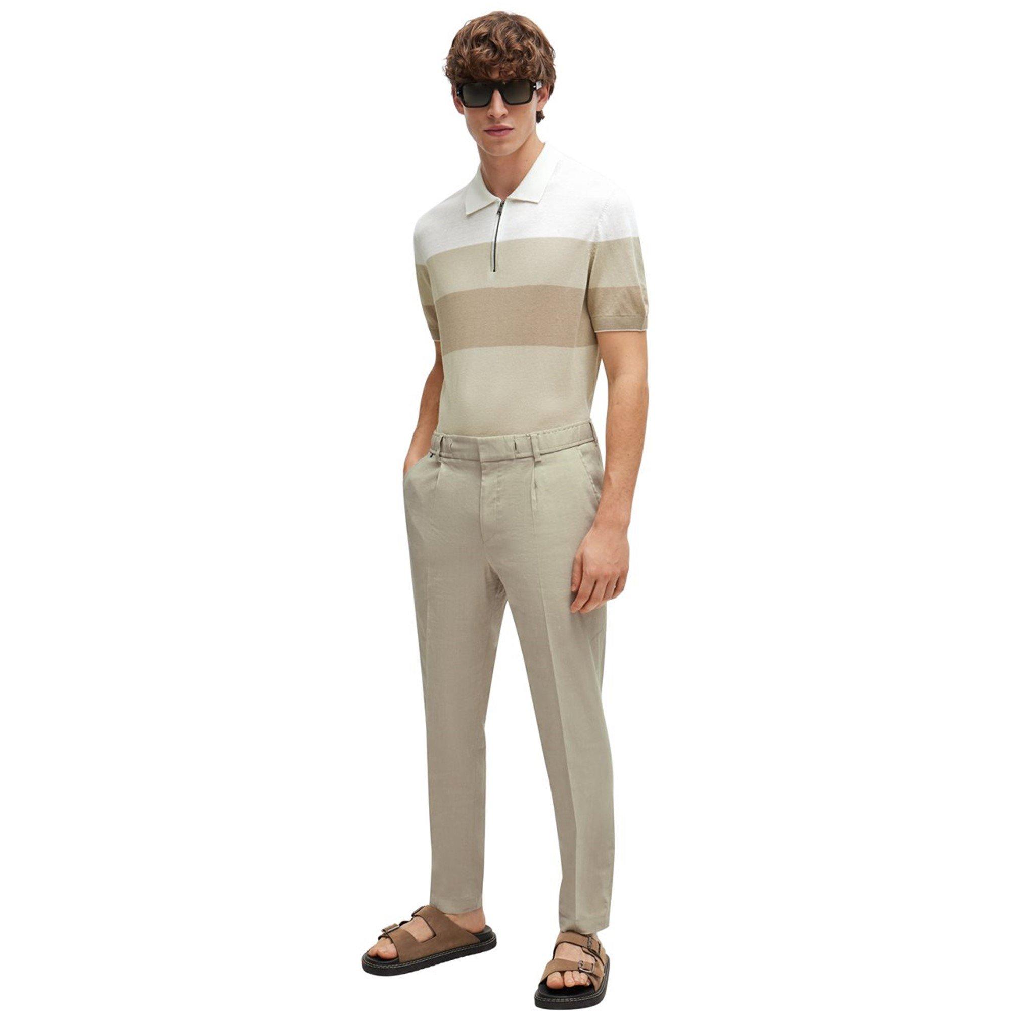 Light Beige 271 - Boss - Men's Trieste Knitted Short-Sleeve Polo - 5