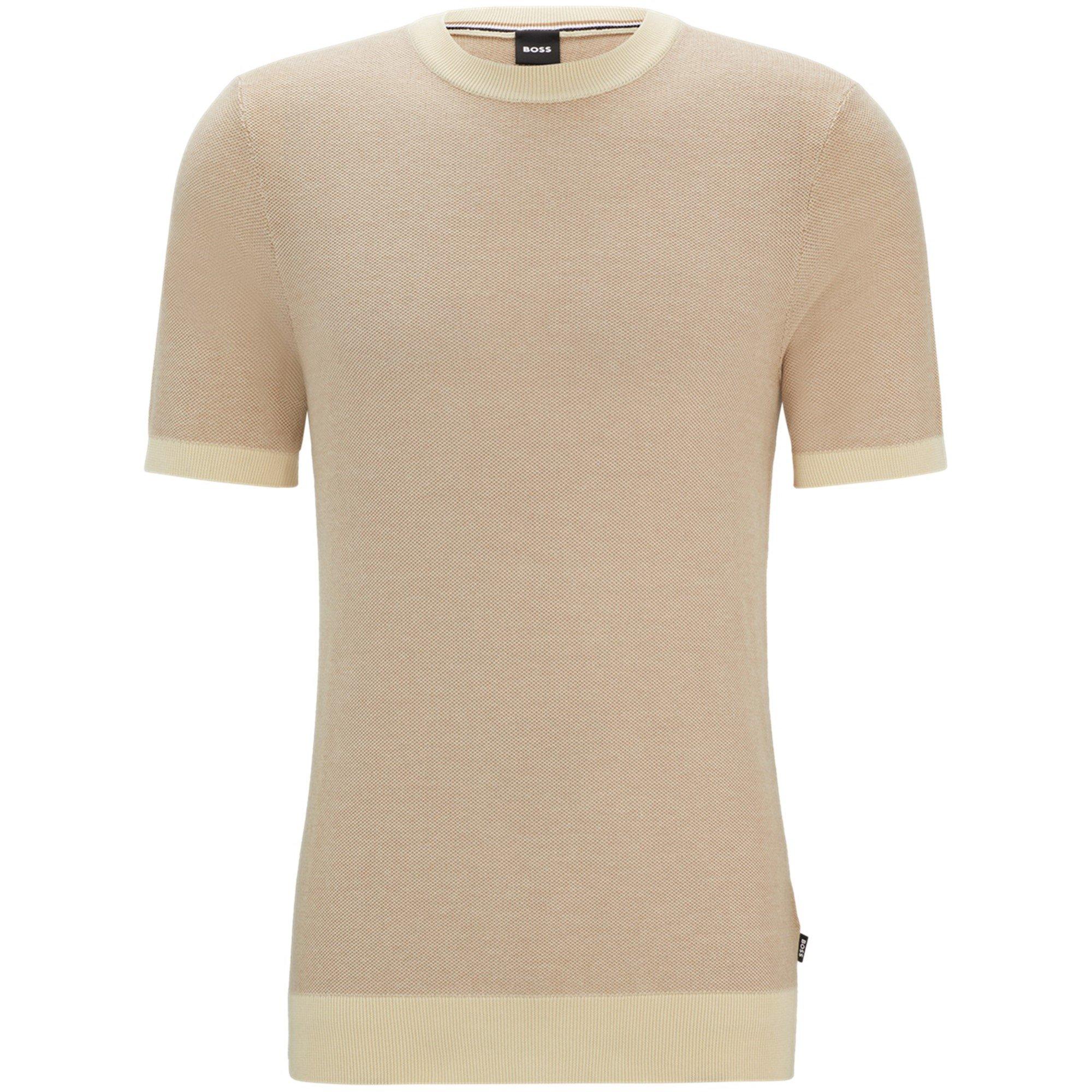 Beige 131 - Boss - Men's HBB Tantino Knitted T Regular Fit T-Shirt - 1