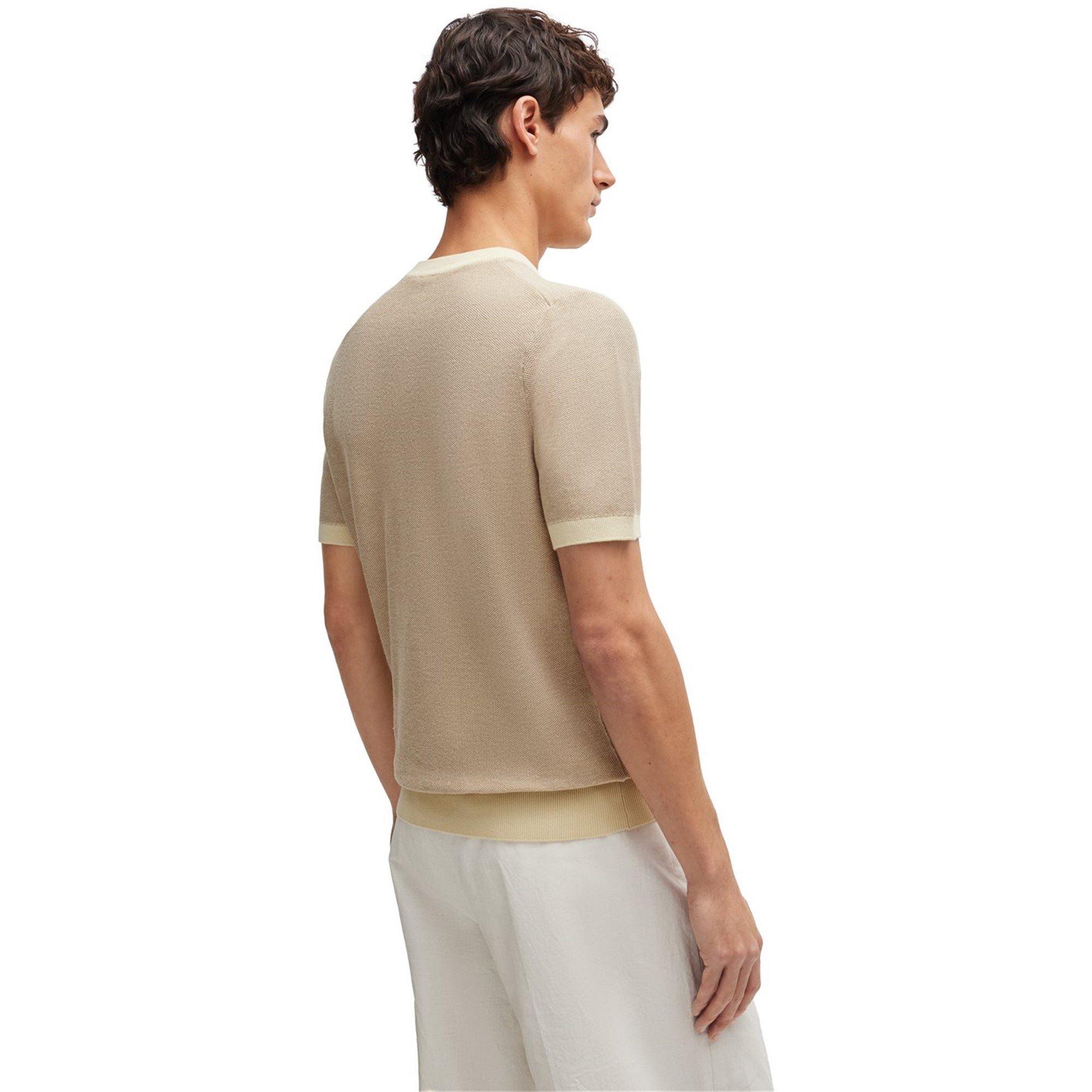 Beige 131 - Boss - Men's HBB Tantino Knitted T Regular Fit T-Shirt - 3