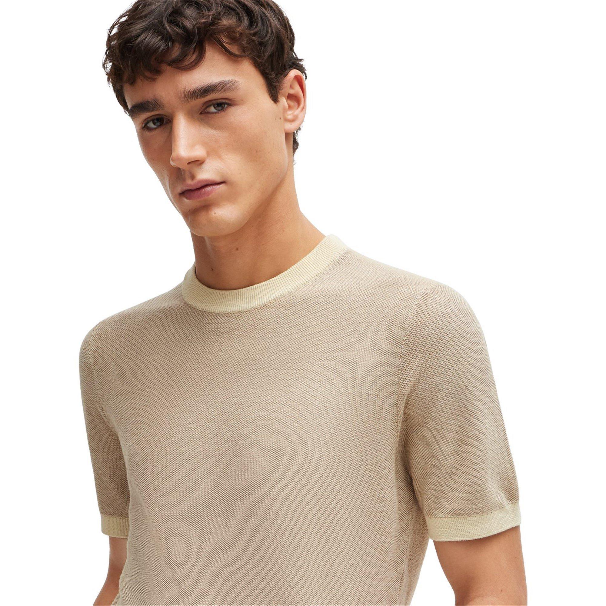 Beige 131 - Boss - Men's HBB Tantino Knitted T Regular Fit T-Shirt - 4