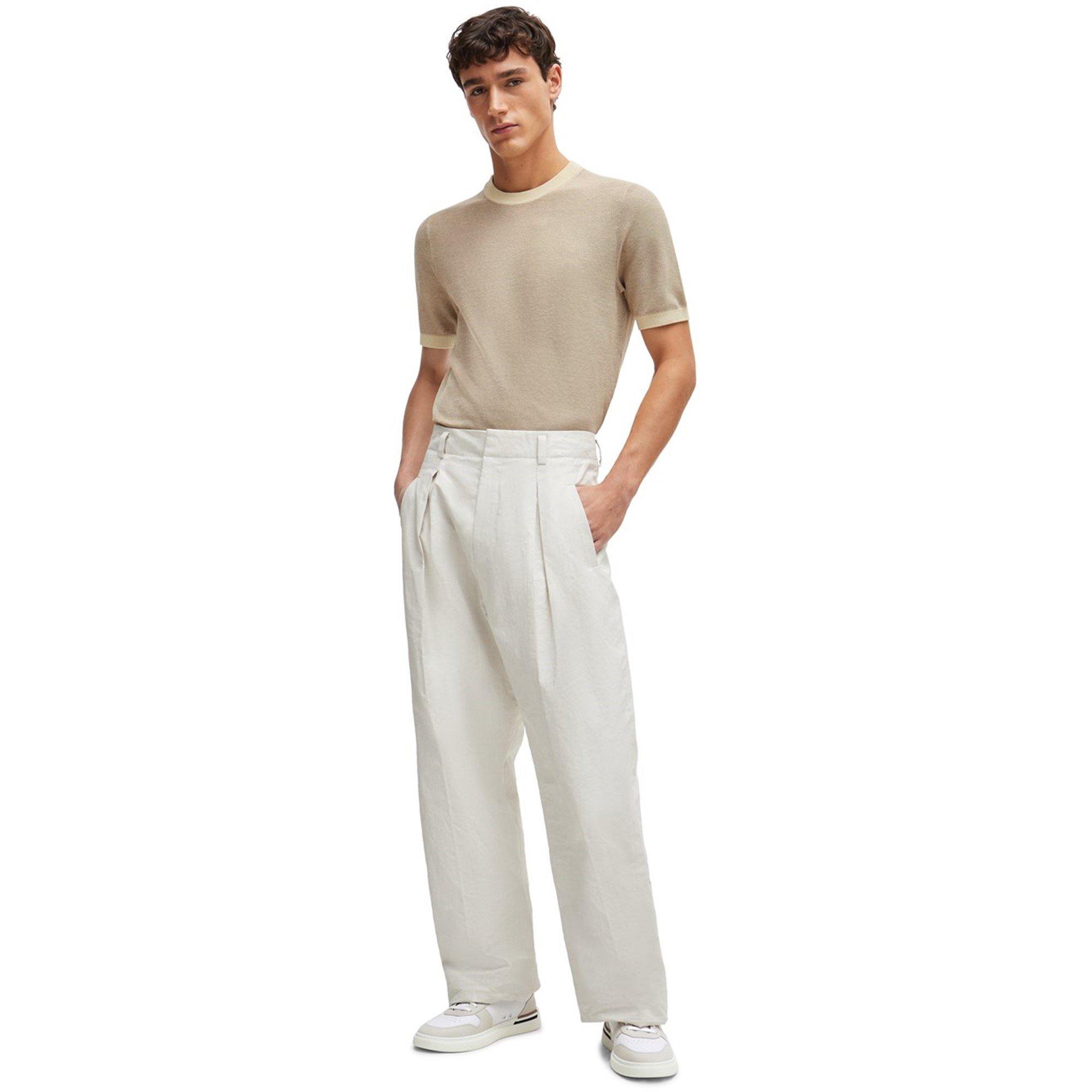 Beige 131 - Boss - Men's HBB Tantino Knitted T Regular Fit T-Shirt - 5