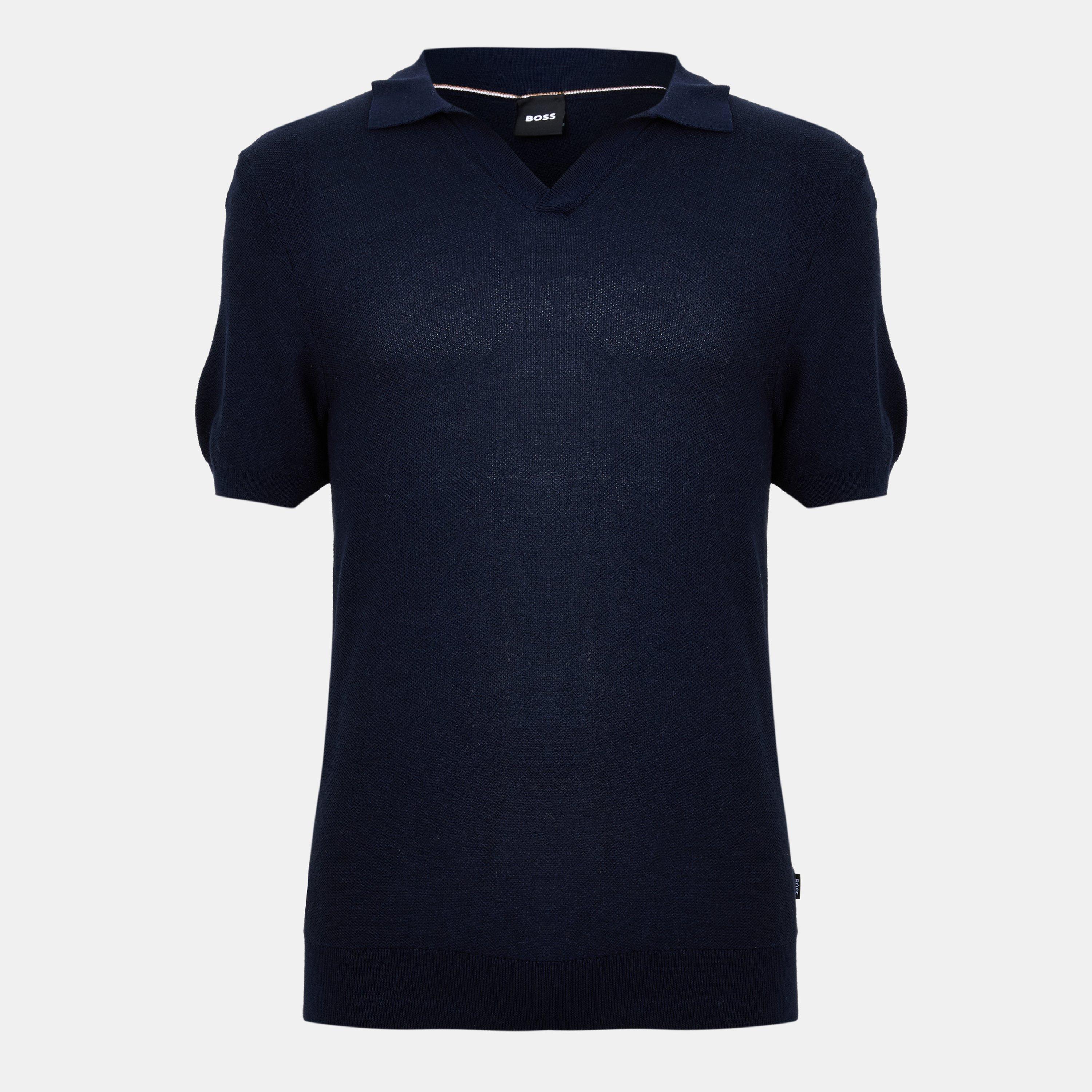 Boss Men's Tempio Fine Knit Short Sleeve Polo Shirt - Dark Blue 404 - X Large