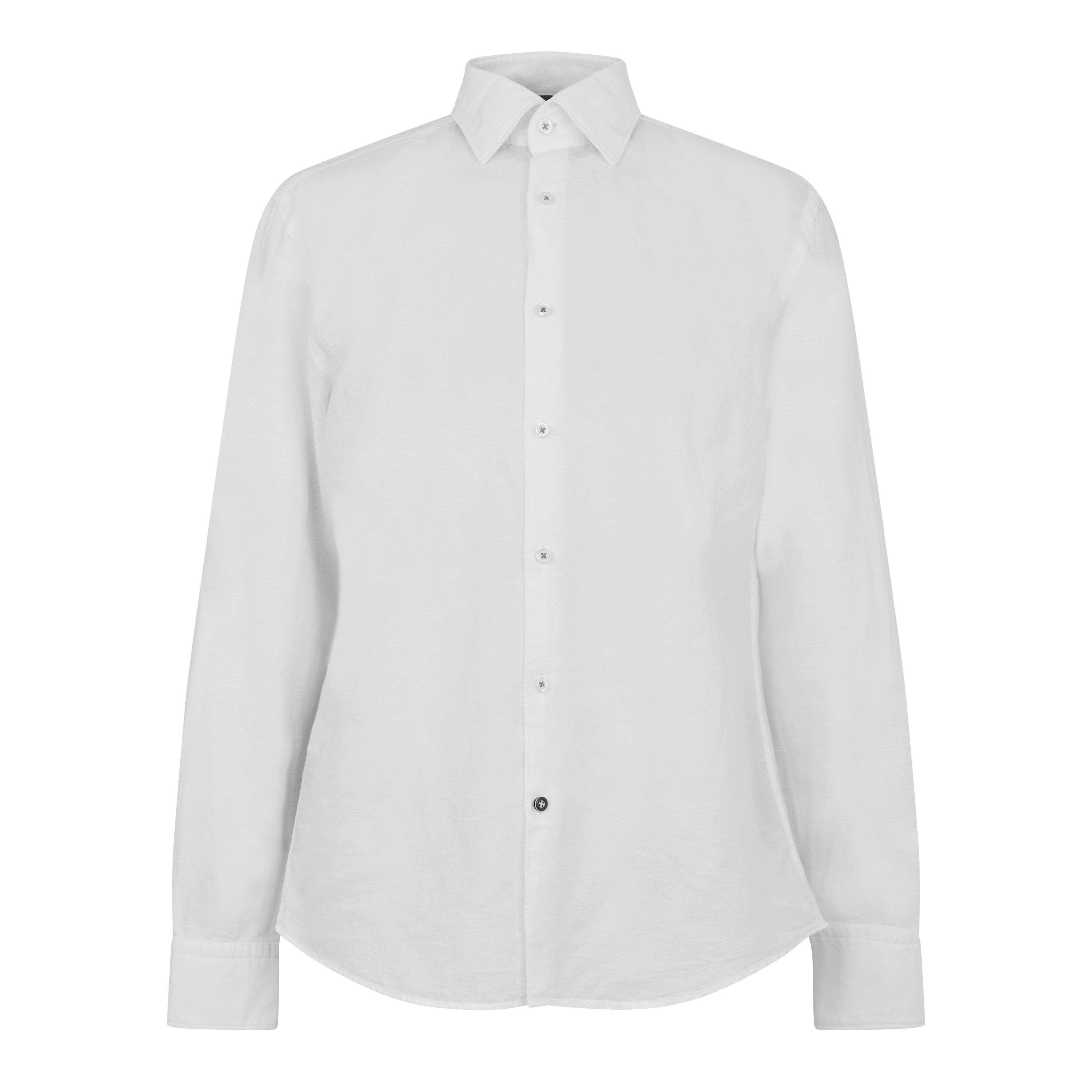 Boss Men's C-Halc4 Linsht Long Sleeve Kent Collar Shirt - White 100 - 17 inch