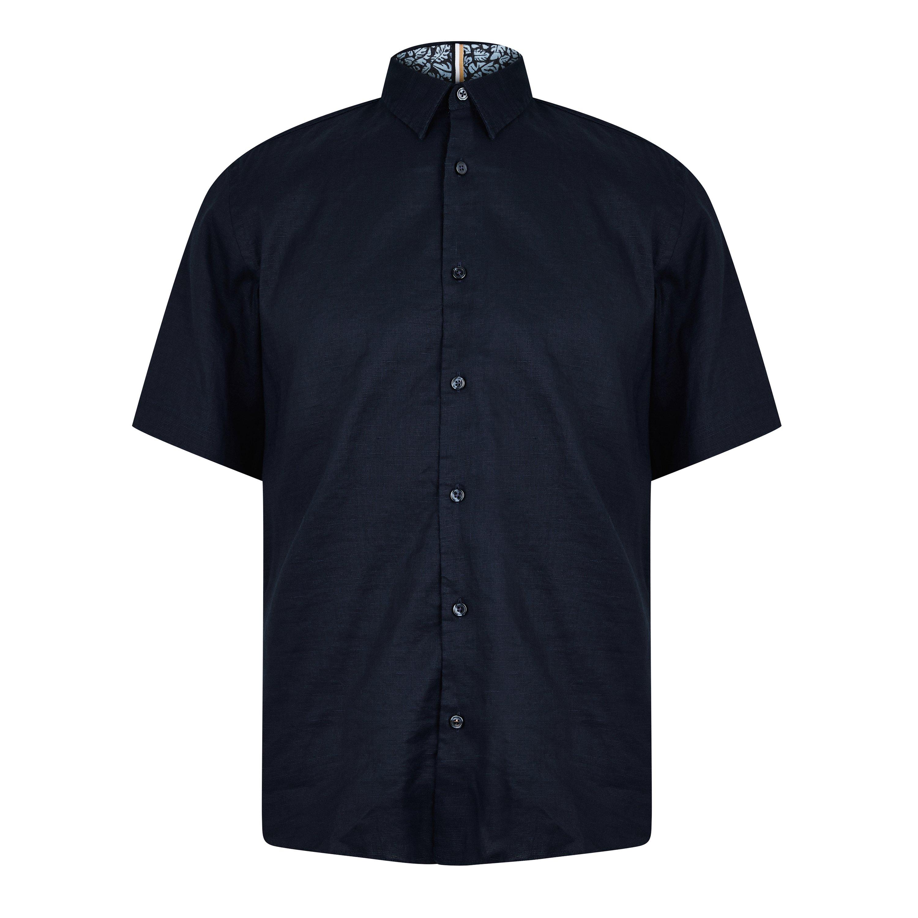 Boss Men's S-LIAM Short Sleeve Shirt - Dark Blue 404