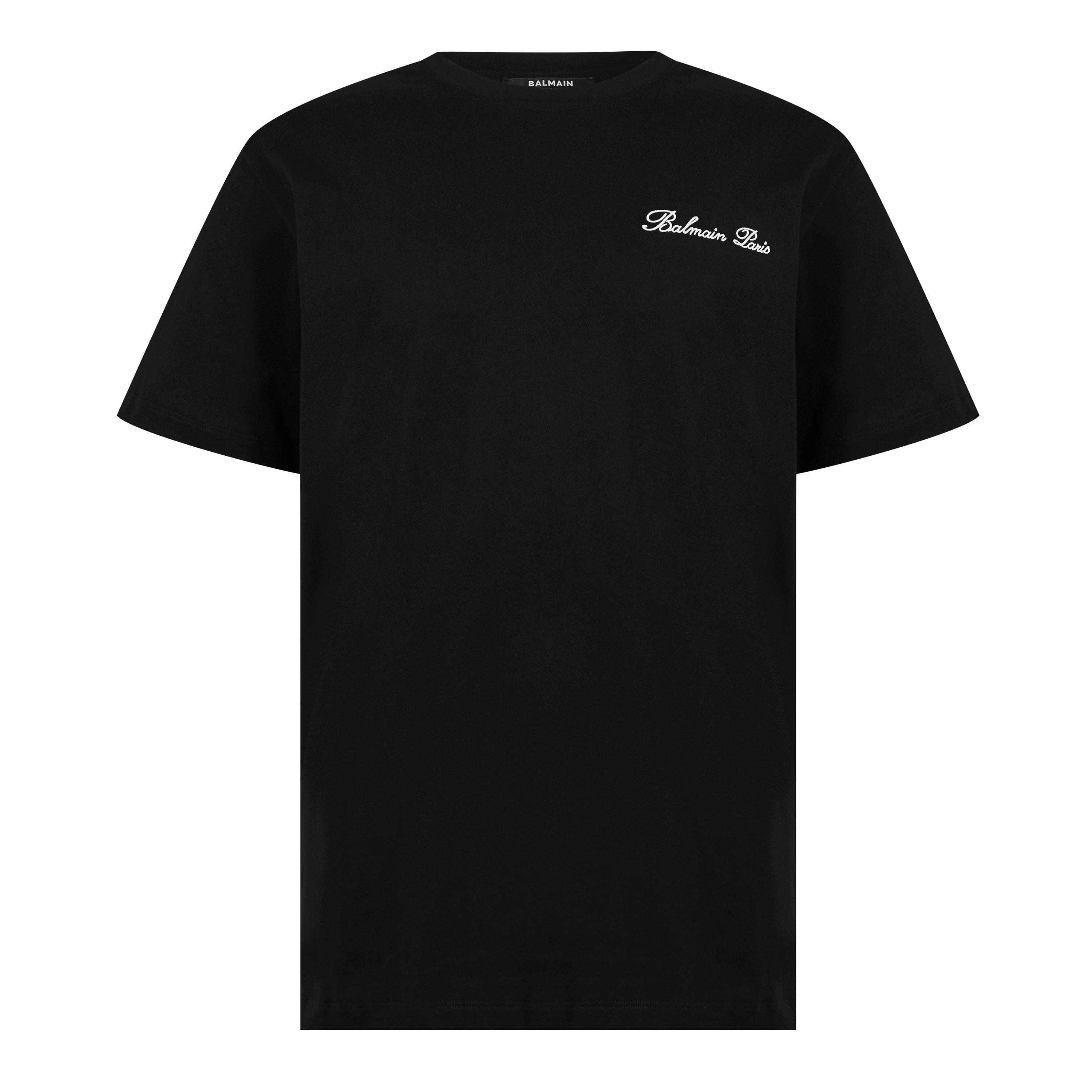 Black EAB - Balmain - Embroidered Signature T-Shirt - 5