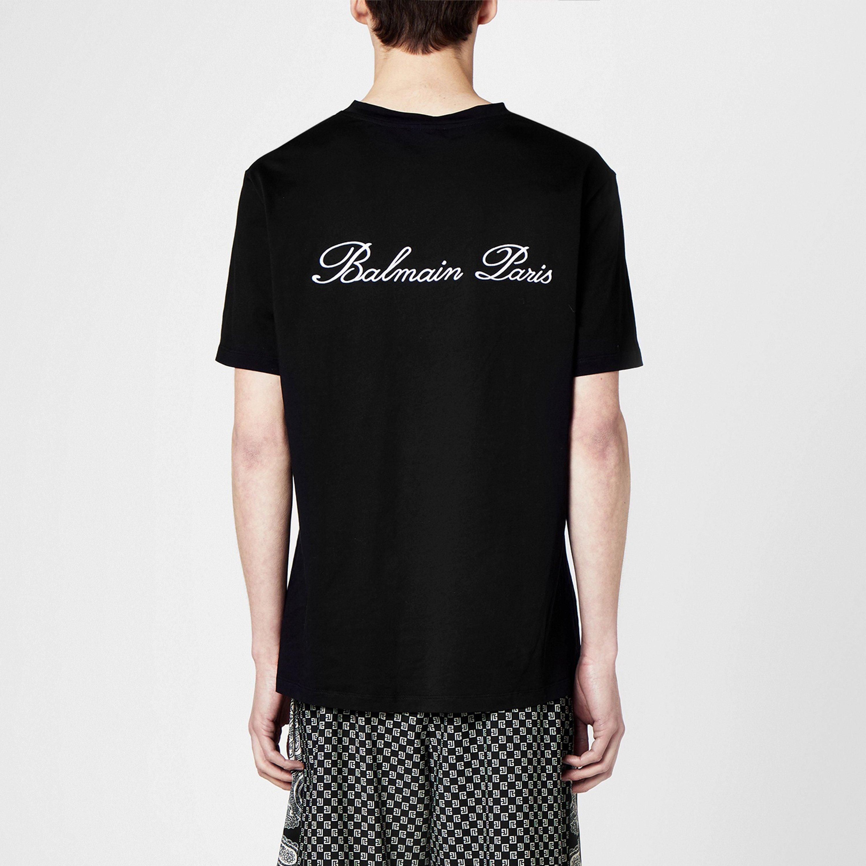 Black EAB - Balmain - Embroidered Signature T-Shirt - 3