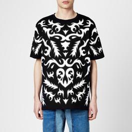 Balmain Oversized T Shirt With Laser Cut Baroque Print