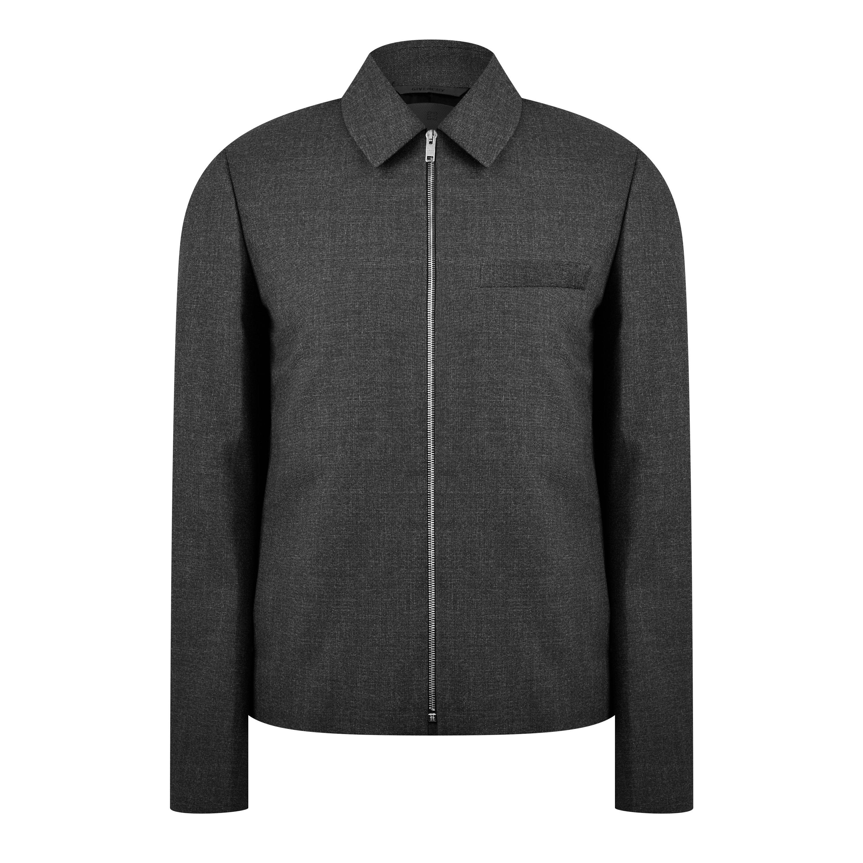 Grey Mix - GIVENCHY - Men's Wool Long Sleeve Oversized Fit Harrington Jacket - 6