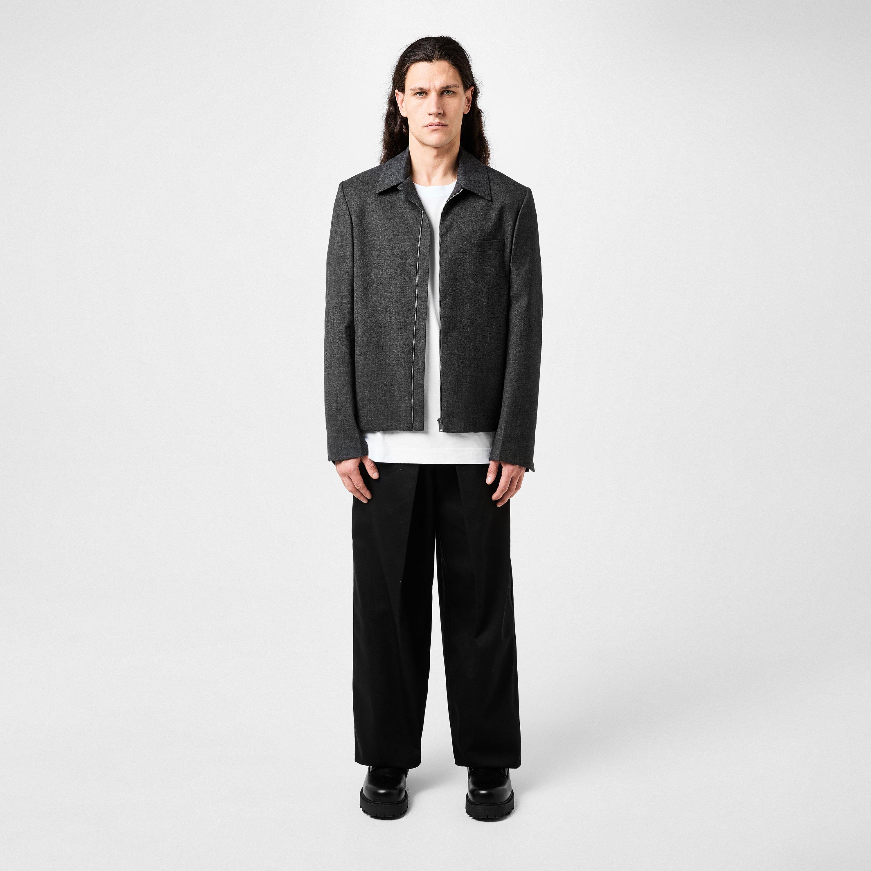 Grey Mix - GIVENCHY - Men's Wool Long Sleeve Oversized Fit Harrington Jacket - 4