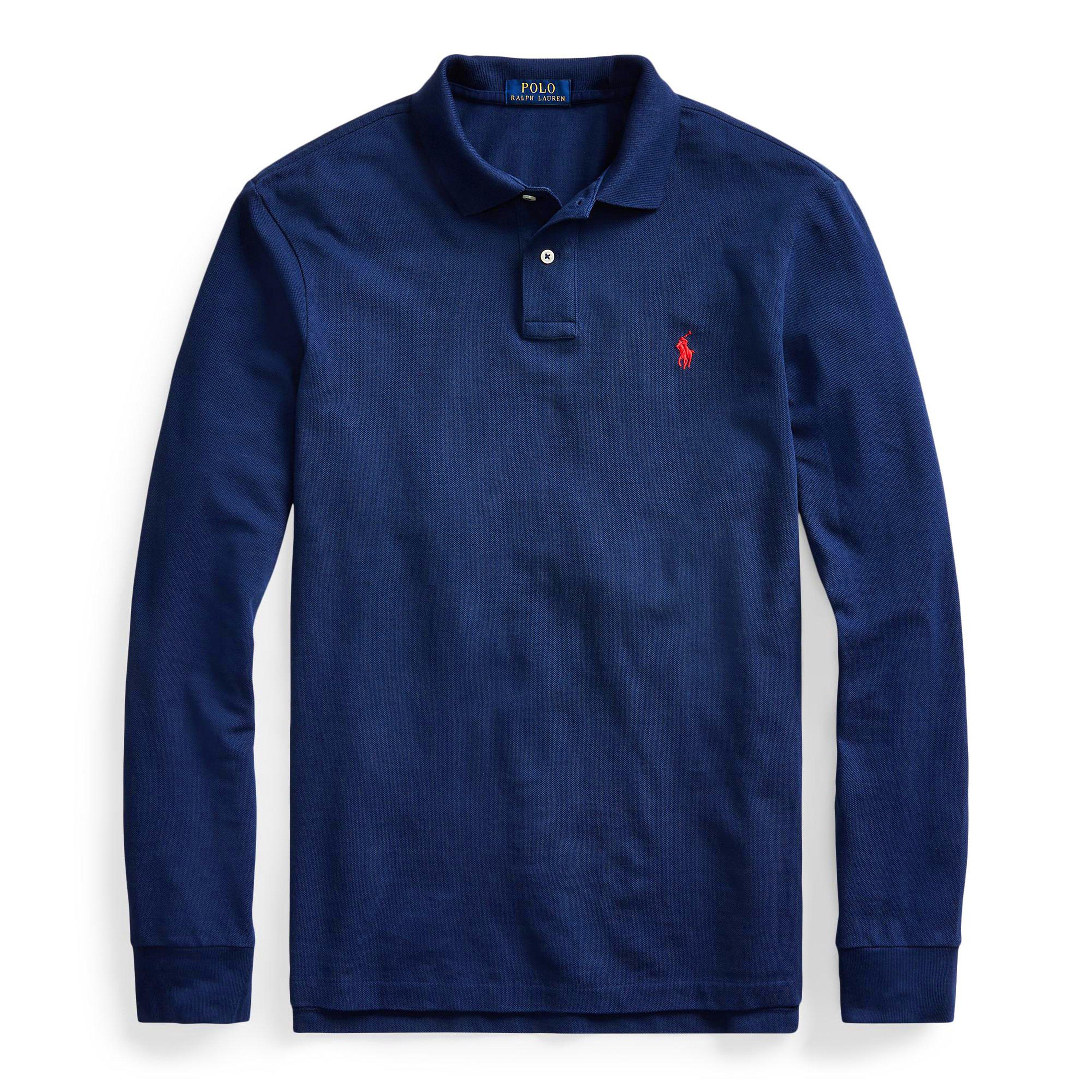 Polo Ralph Lauren Men's Long Sleeve Polo Shirt - Navy/Light Blue - 2XL