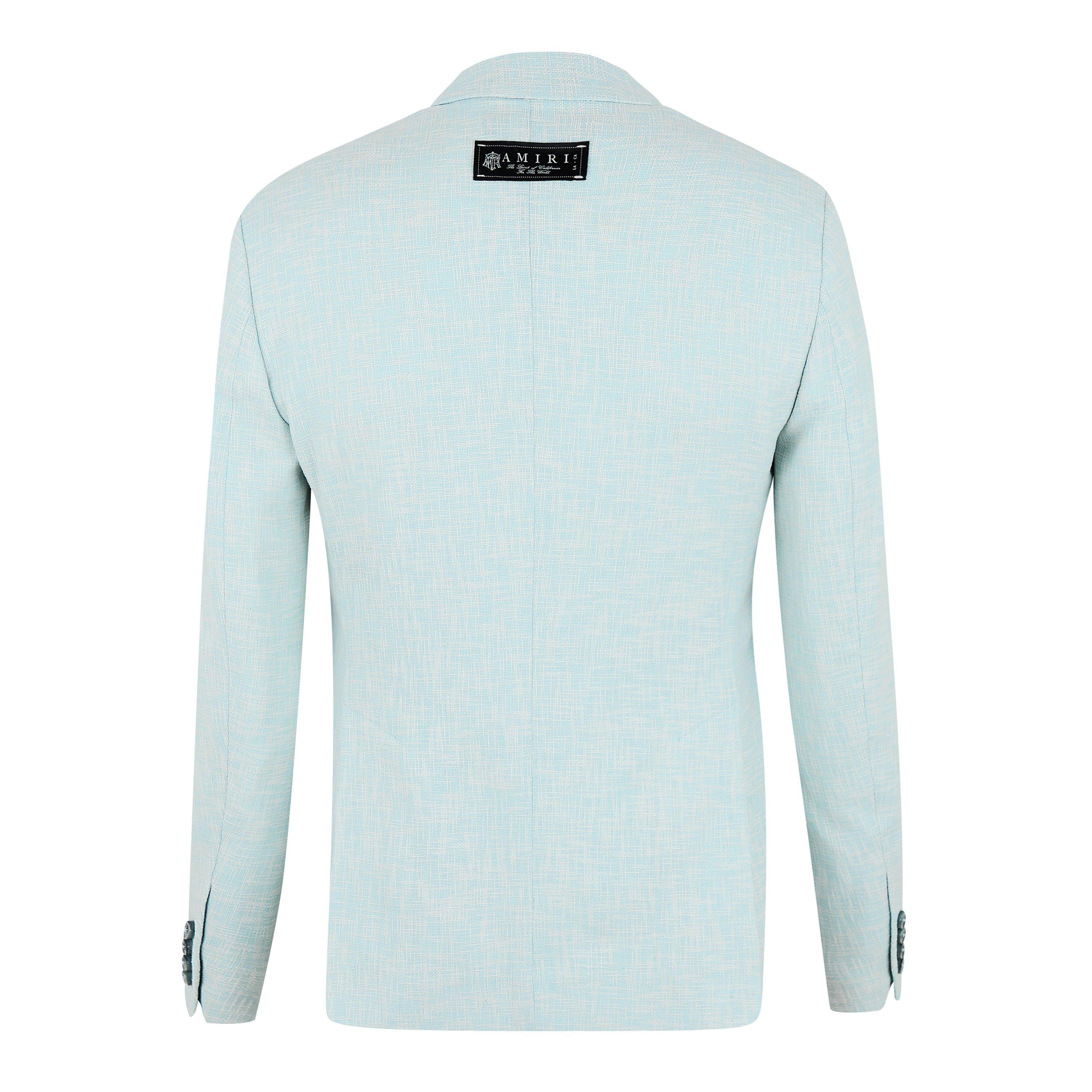 Grey Dawn - Amiri - Men's  Crosshatch Wool Long Sleeve Blazer - 2