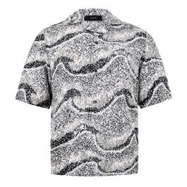 Amiri Silk Short Sleeve Embellished Shirt