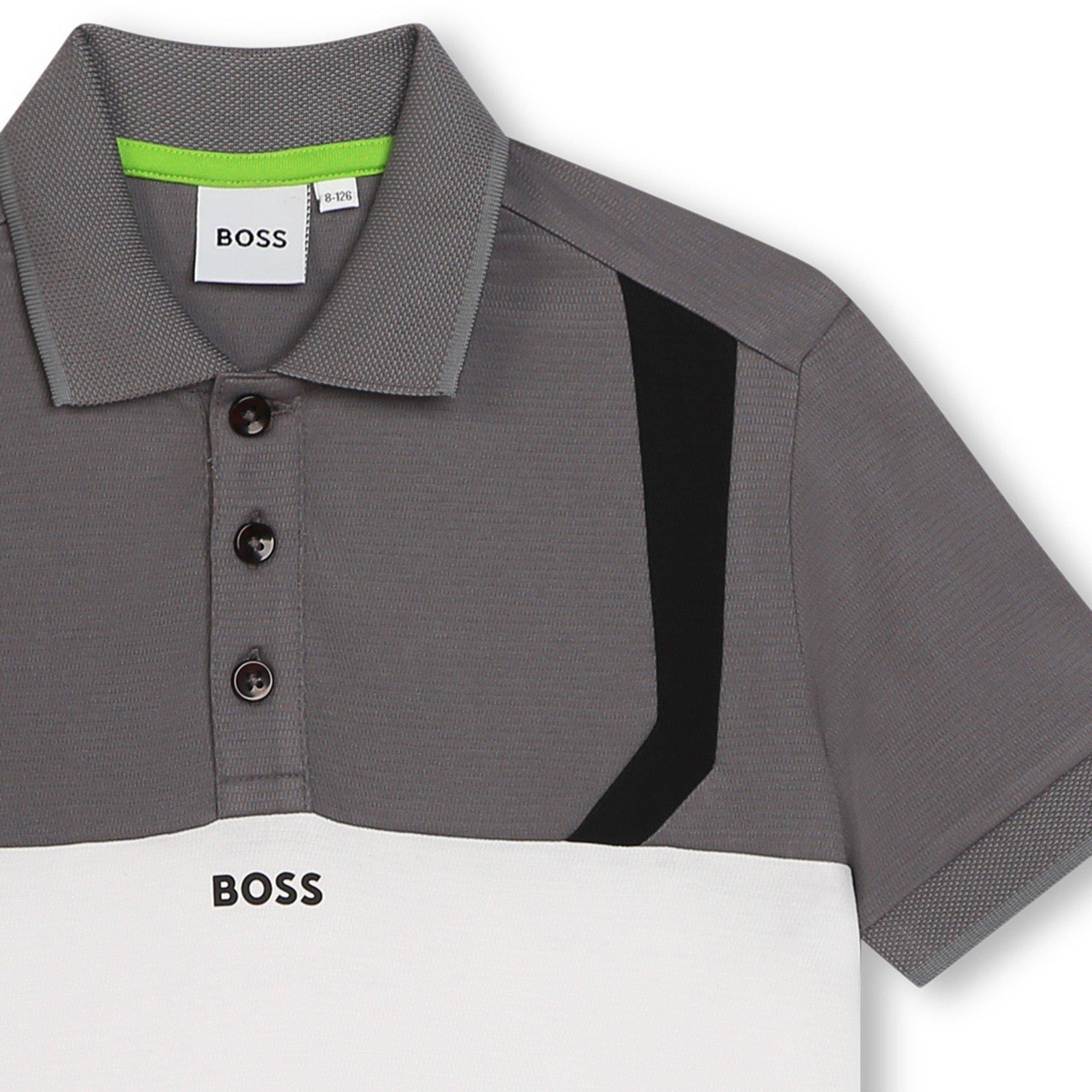 Med Grey 036 - Boss - Kids Black Logo Polo Shirt - 3