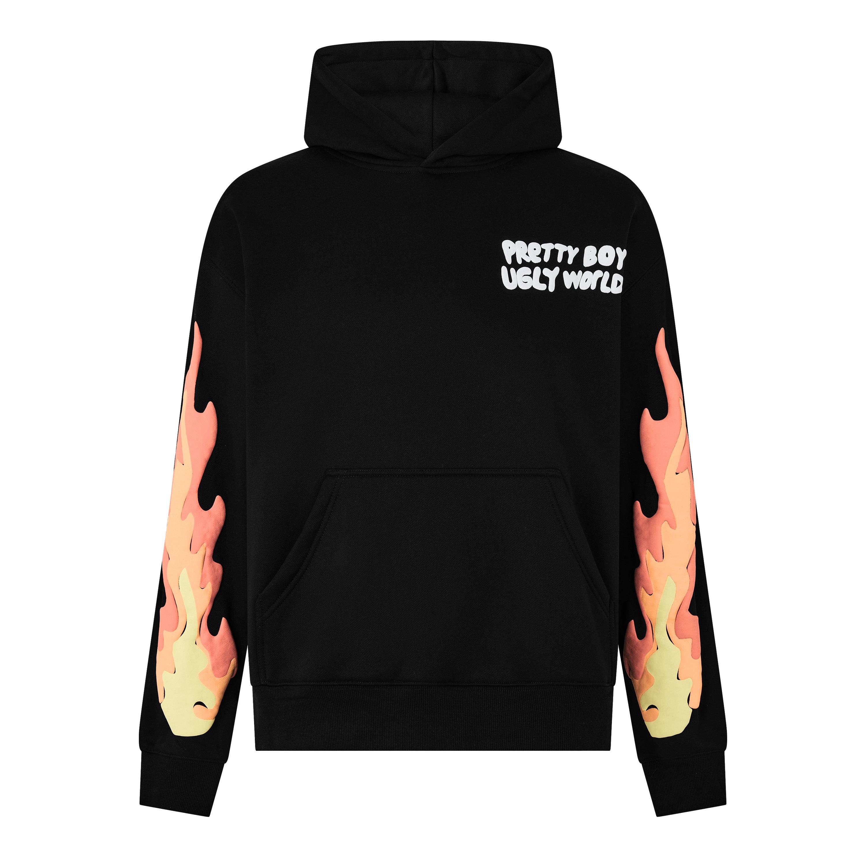 Black - Pretty Boy Ugly World - Flame Hoodie - 1