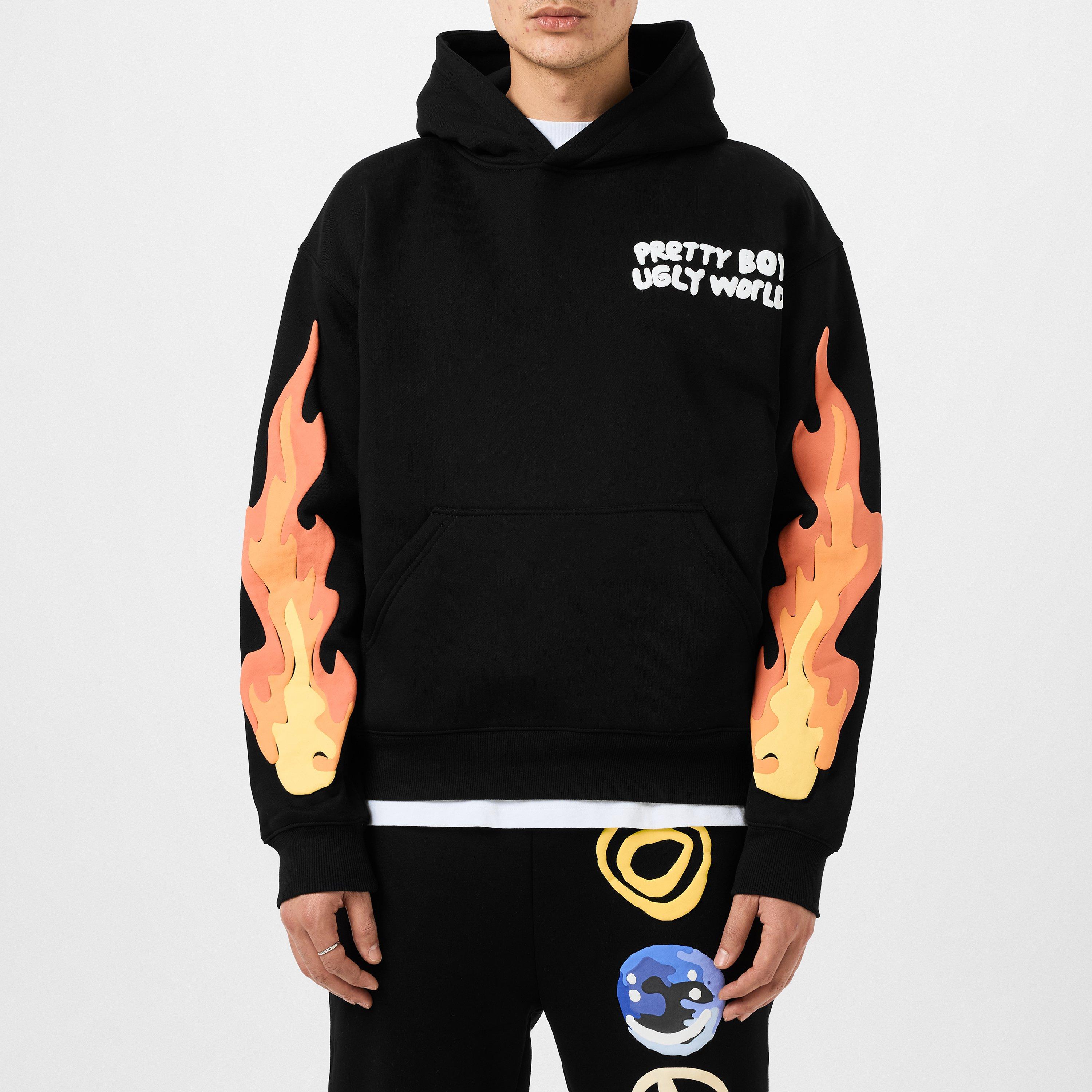 Black - Pretty Boy Ugly World - Flame Hoodie - 3