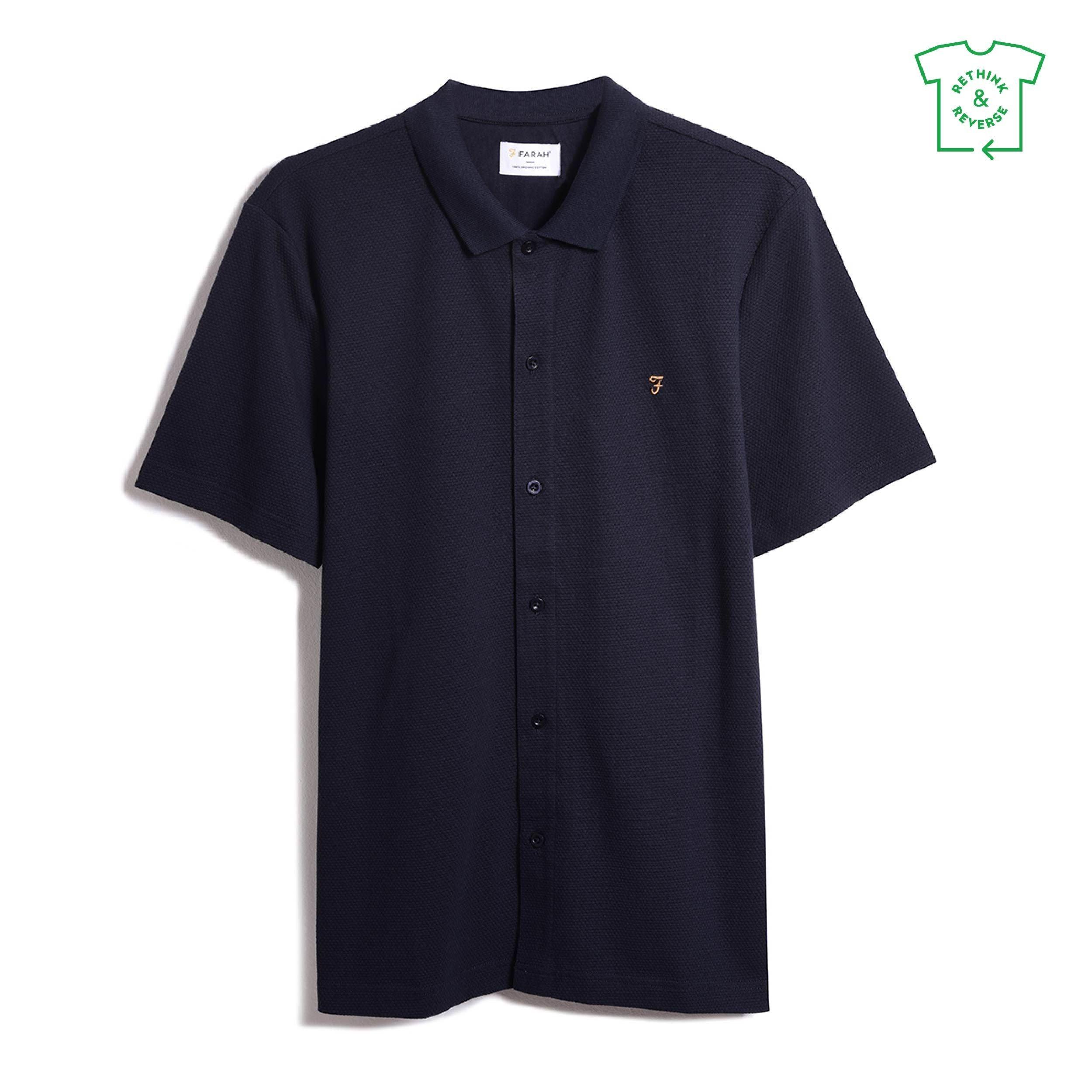 True Navy - Farah - Men's Lesser Bubble Short-Sleeve Polo Shirt - 1