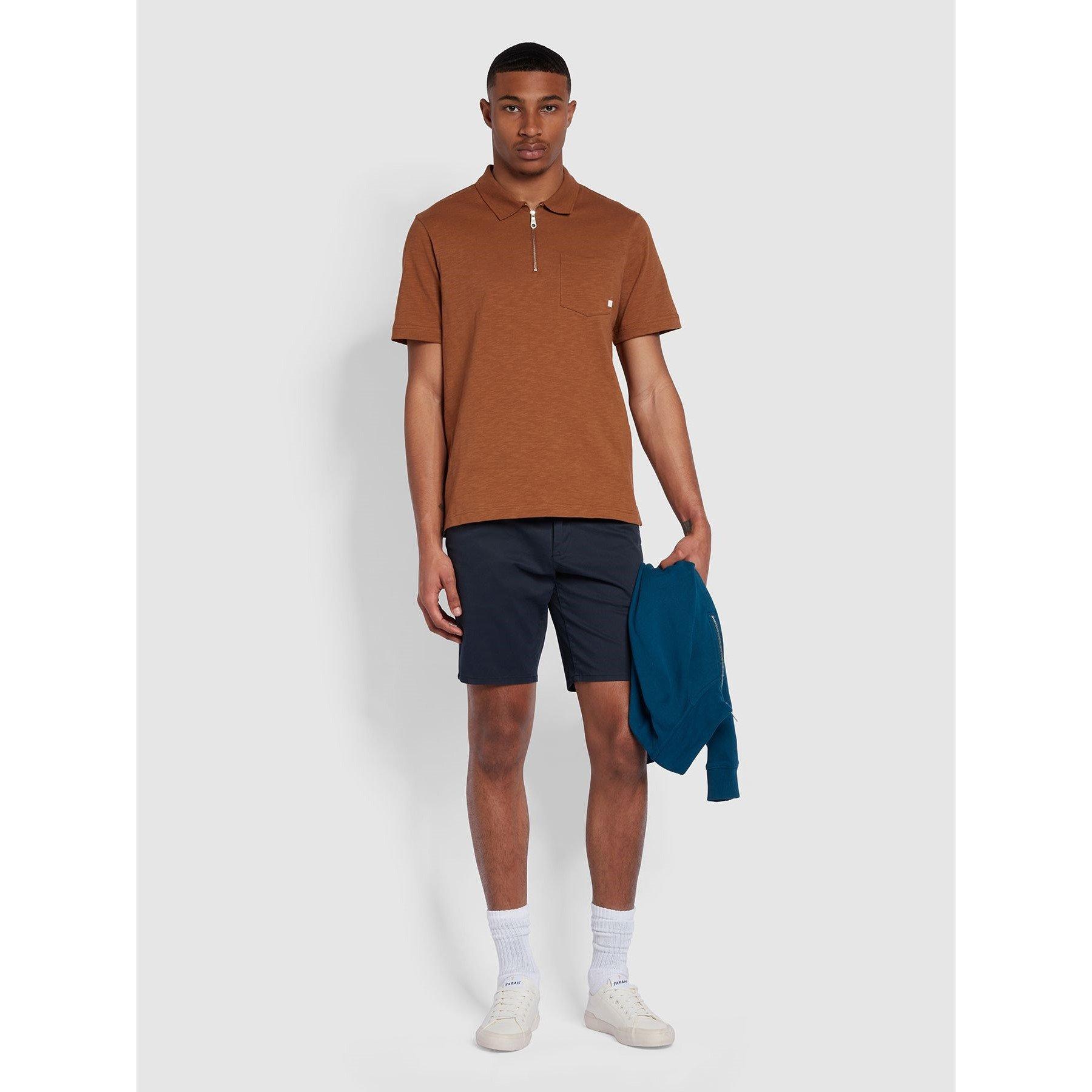 Marrone Dorato - Farah - Men's Chancery Zipped Short-Sleeve Polo Shirt - 2