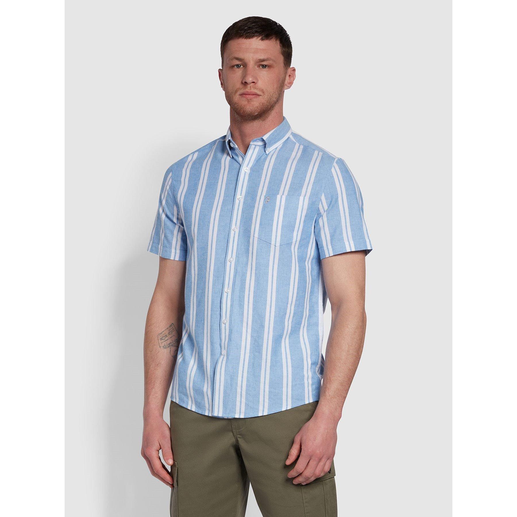 Regatta plava - Farah - Men's Drayton Stripe Short-Sleeve Patterned Shirt - 2