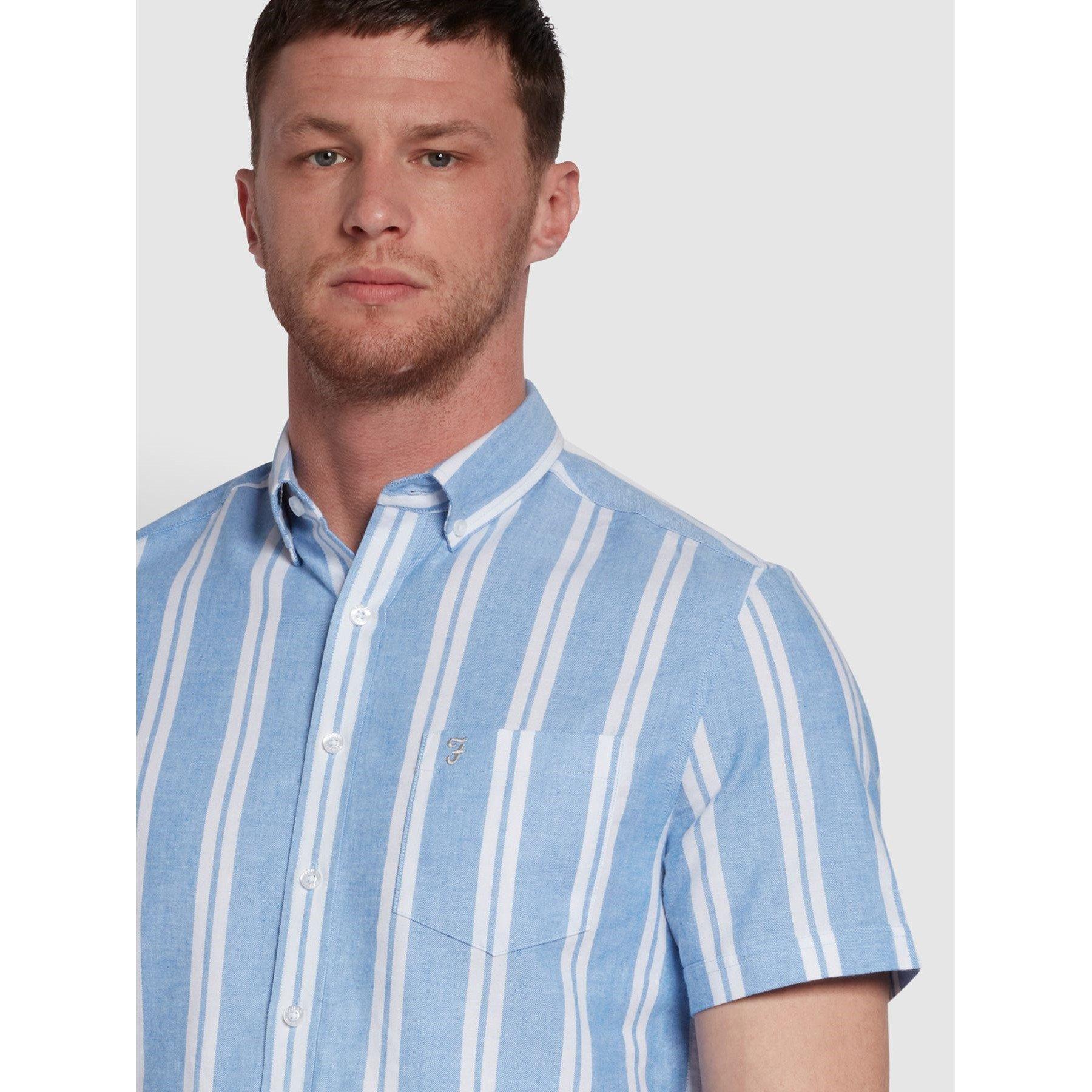 Regatta plava - Farah - Men's Drayton Stripe Short-Sleeve Patterned Shirt - 3