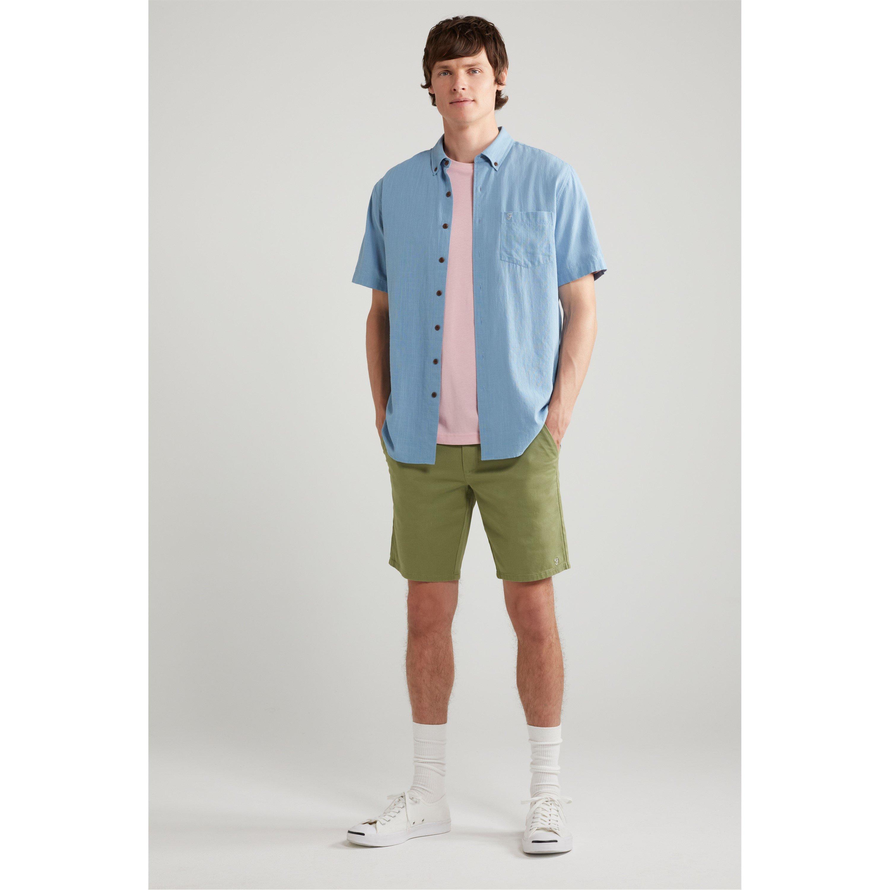 Faded Denim Blu - Farah - Farah Densmore Short Sleeve Button Down Shirt - 2